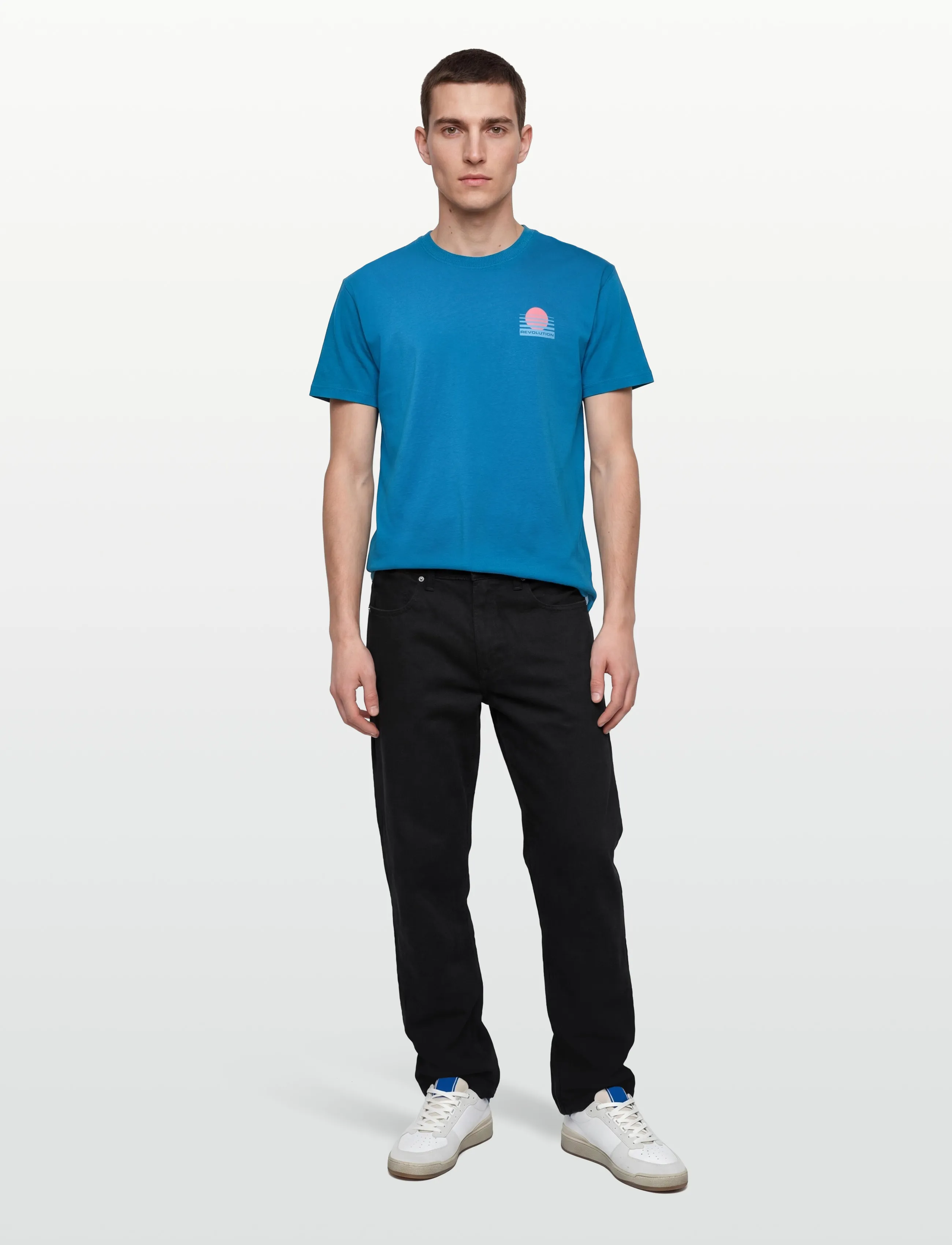 Revolution Printed T-Shirt, L, Blue, T-Shirts > Kortærmede, Herre