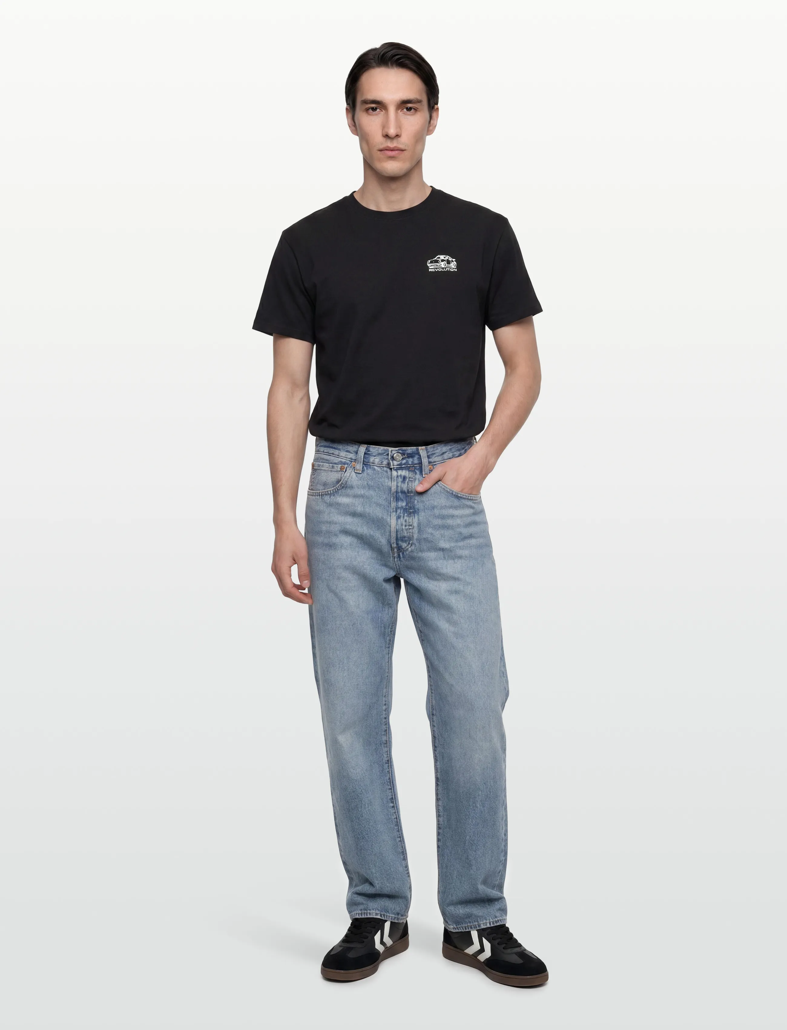 Revolution Printed T-Shirt, M, T-shirts, Schwarz - Short-sleeved, Männerswear