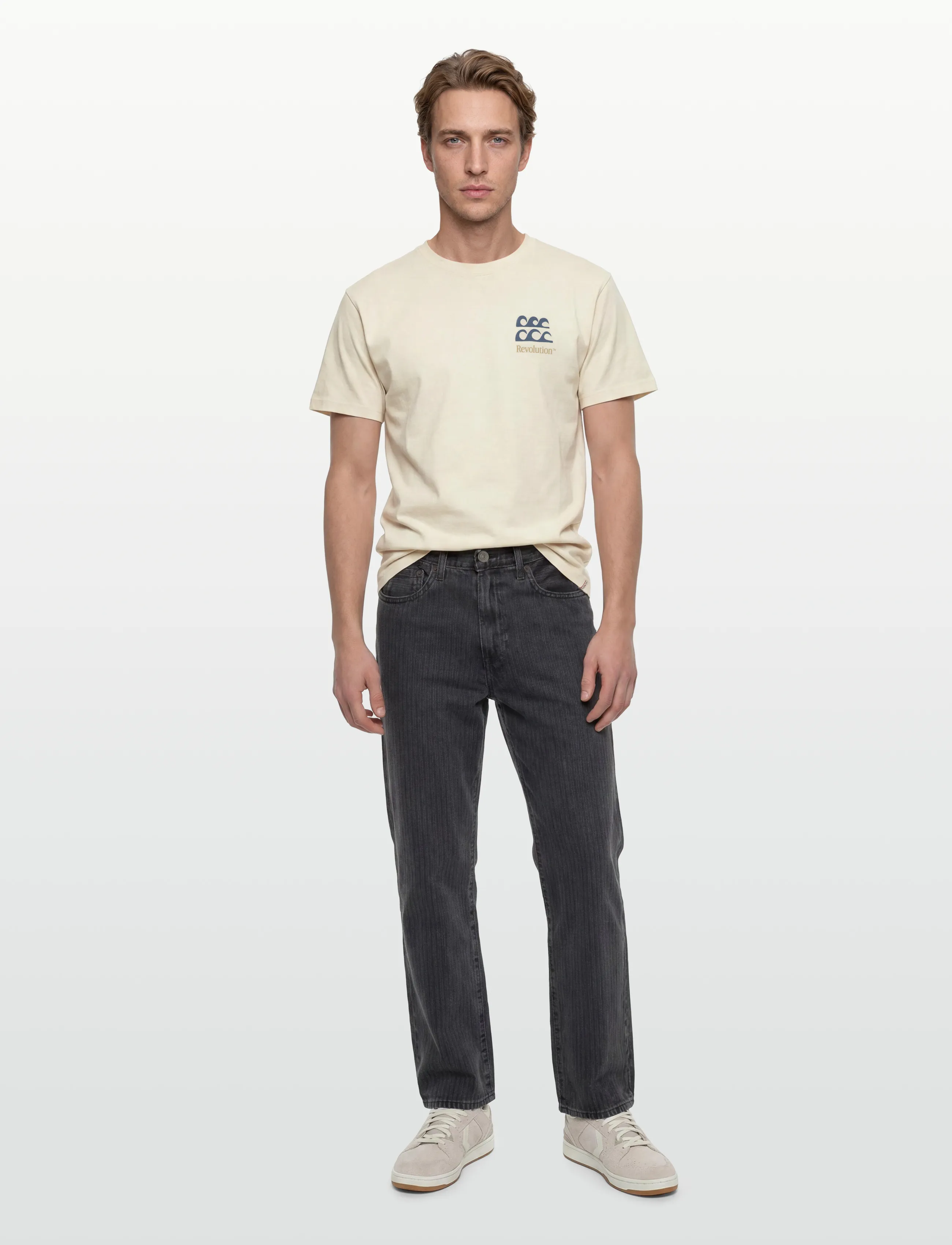 Revolution Printed T-Shirt, Mænd, Printet T-shirt, Cream, Str: XL