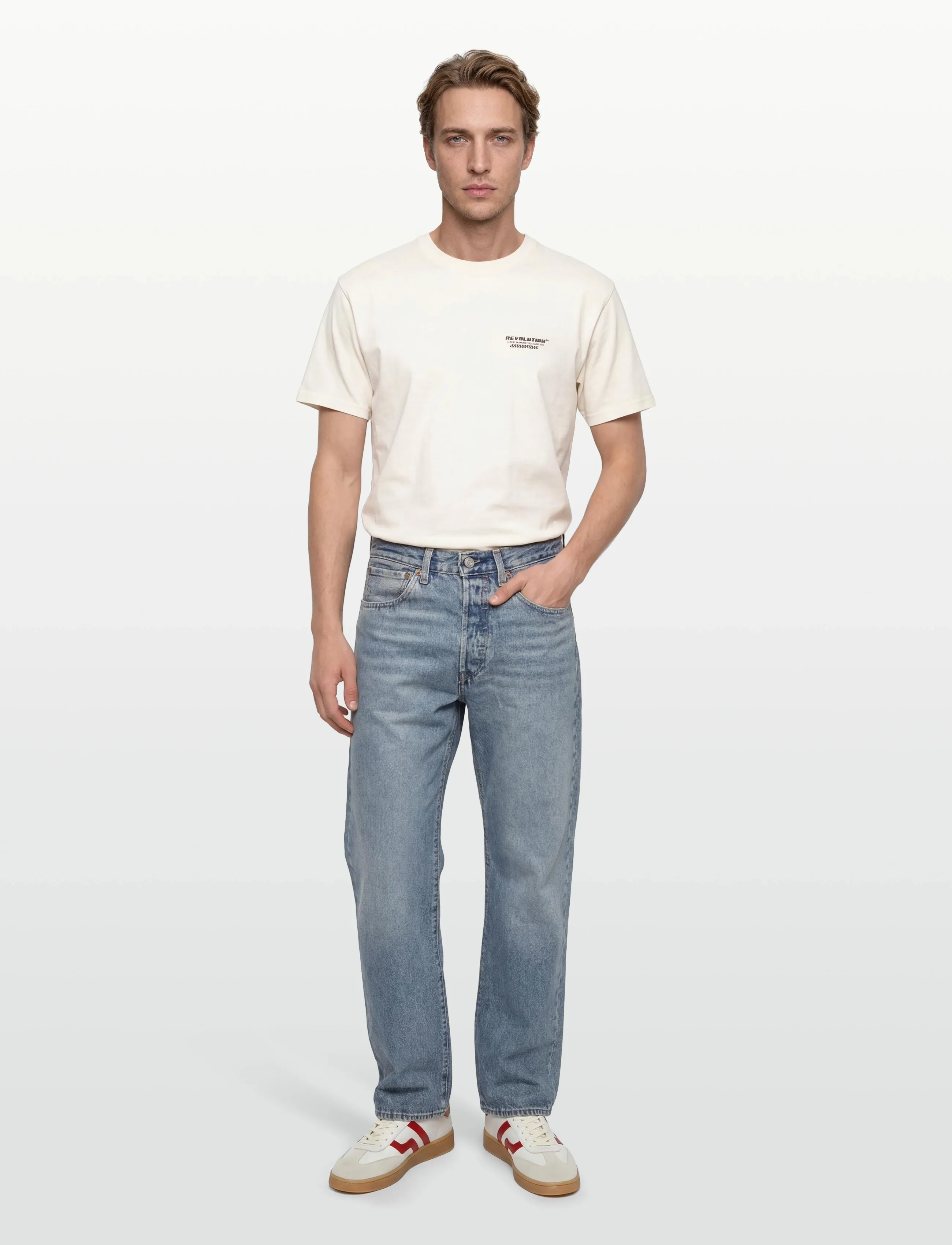 Revolution Printed T-Shirt, Mænd, Printet T-shirt, Cream, Str: M