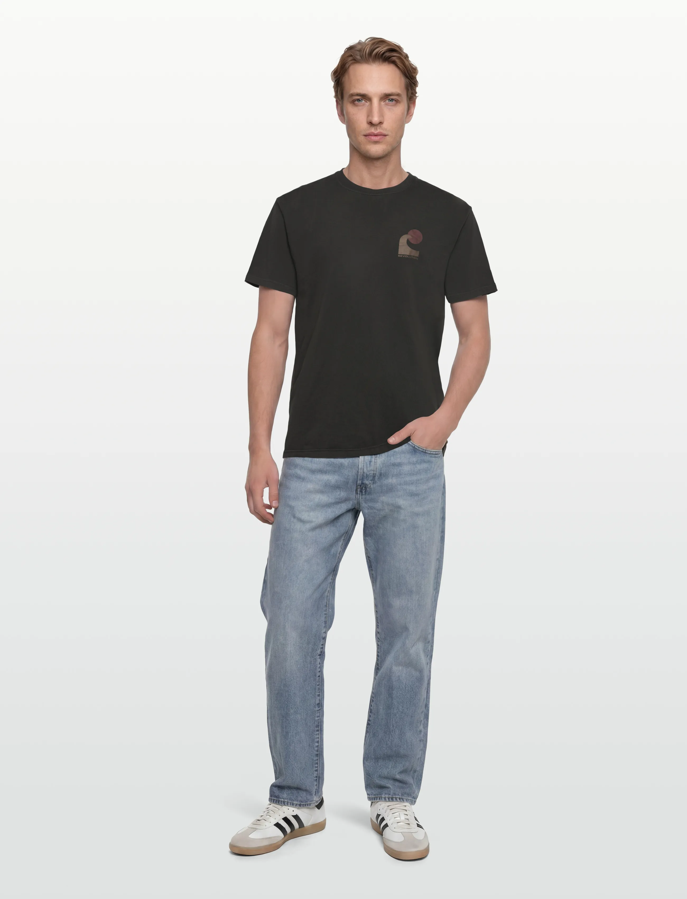 Revolution Printed T-Shirt, S, T-shirts, Schwarz - Short-sleeved, Männerswear