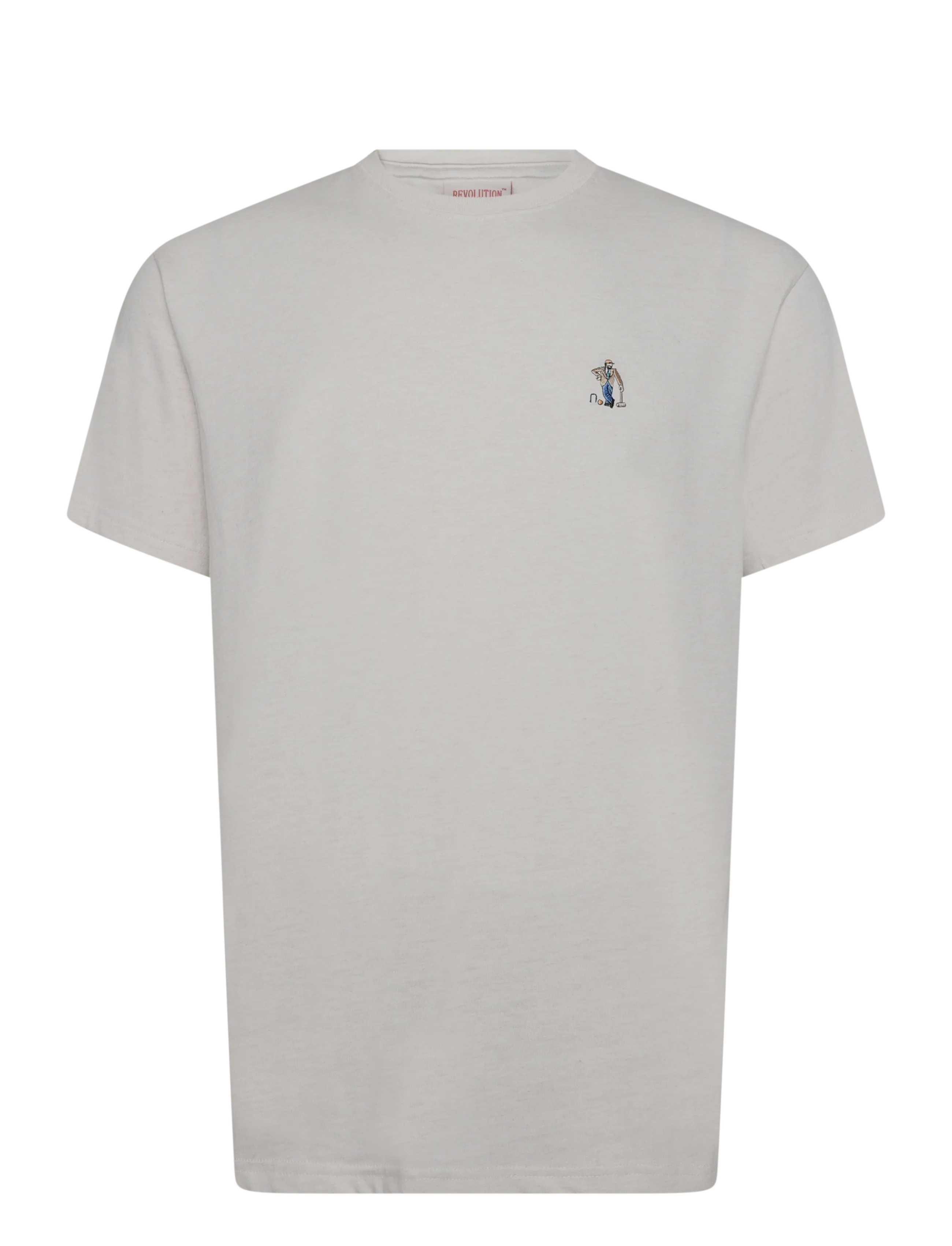 Revolution Application T-Shirt, Mænd, Broderet T-Shirt, Cream, Str: XXL