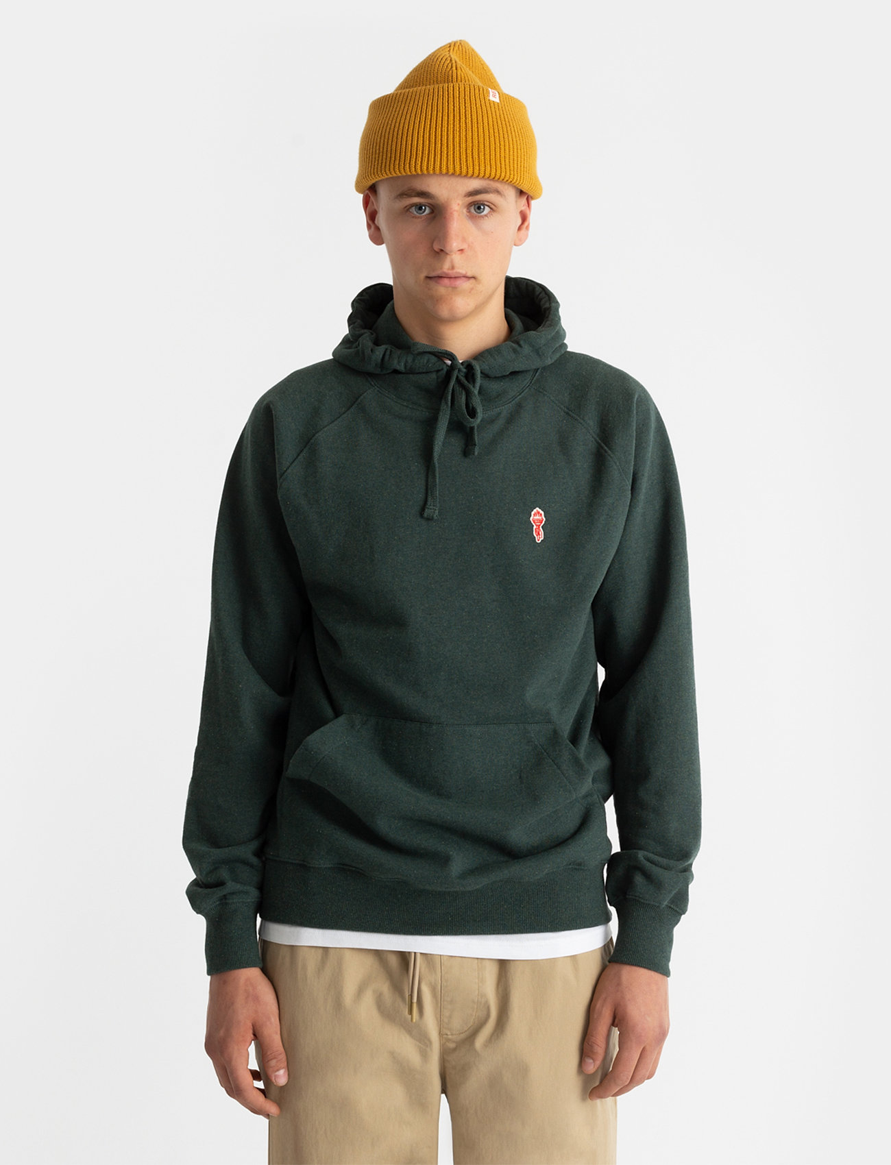Revolution - Regular fit raglan hoodie sweatshirt - darkgren-m - 0