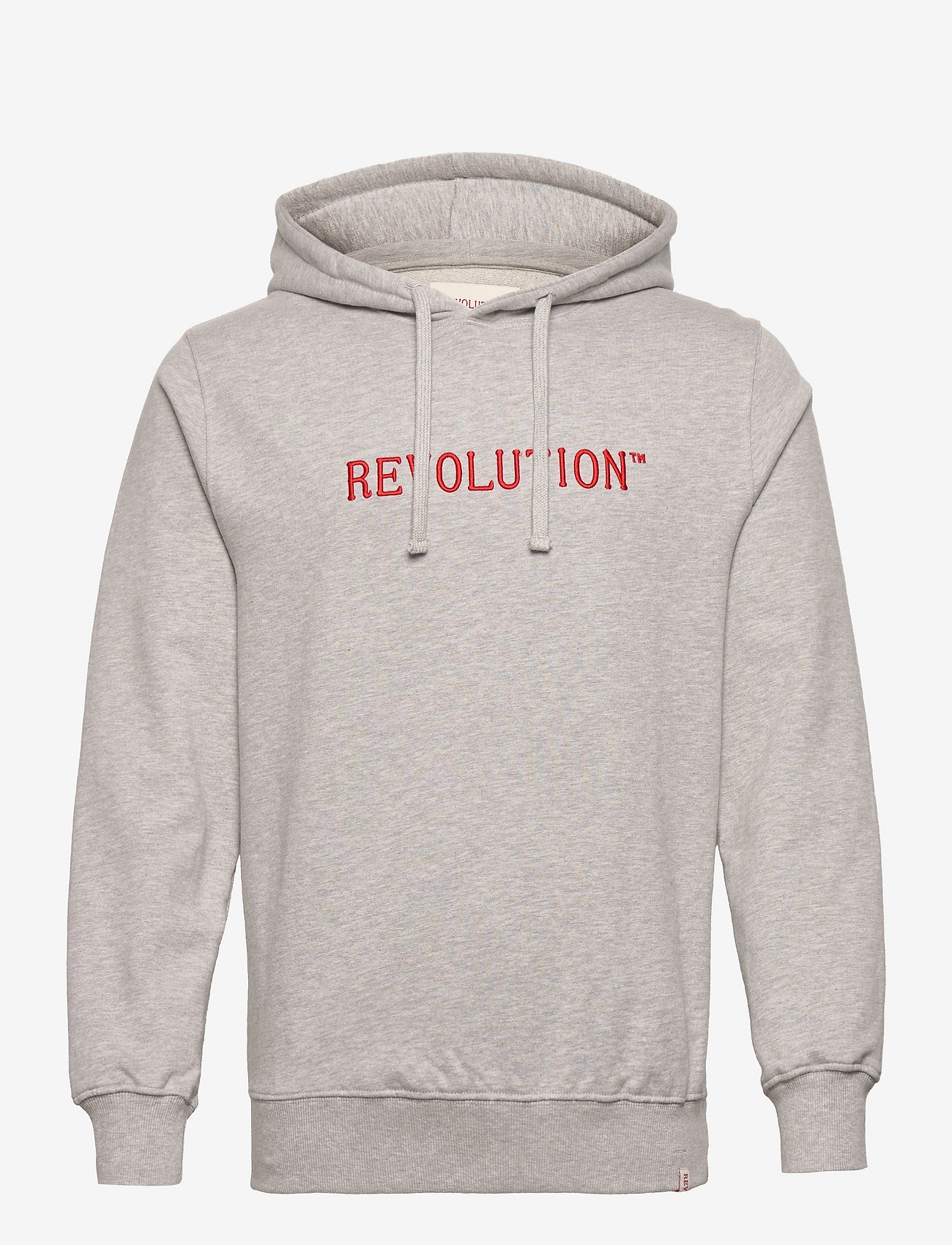 Revolution - Regular fit hoodie sweatshirt with logo embroidery - grey-mel - 0