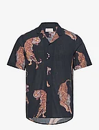 Short-sleeved Cuban Shirt - BLACK