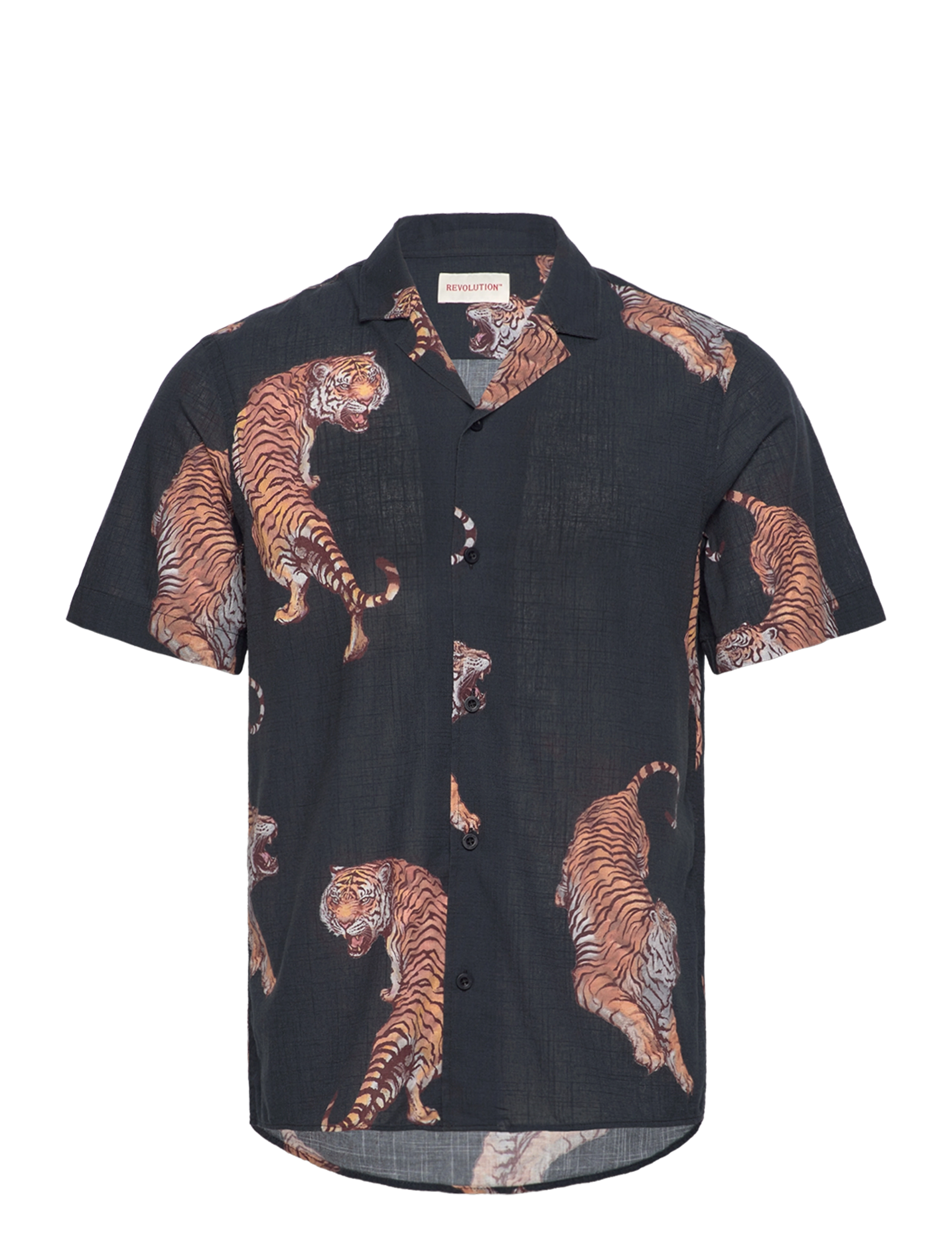 Short-sleeved Cuban Shirt - BLACK