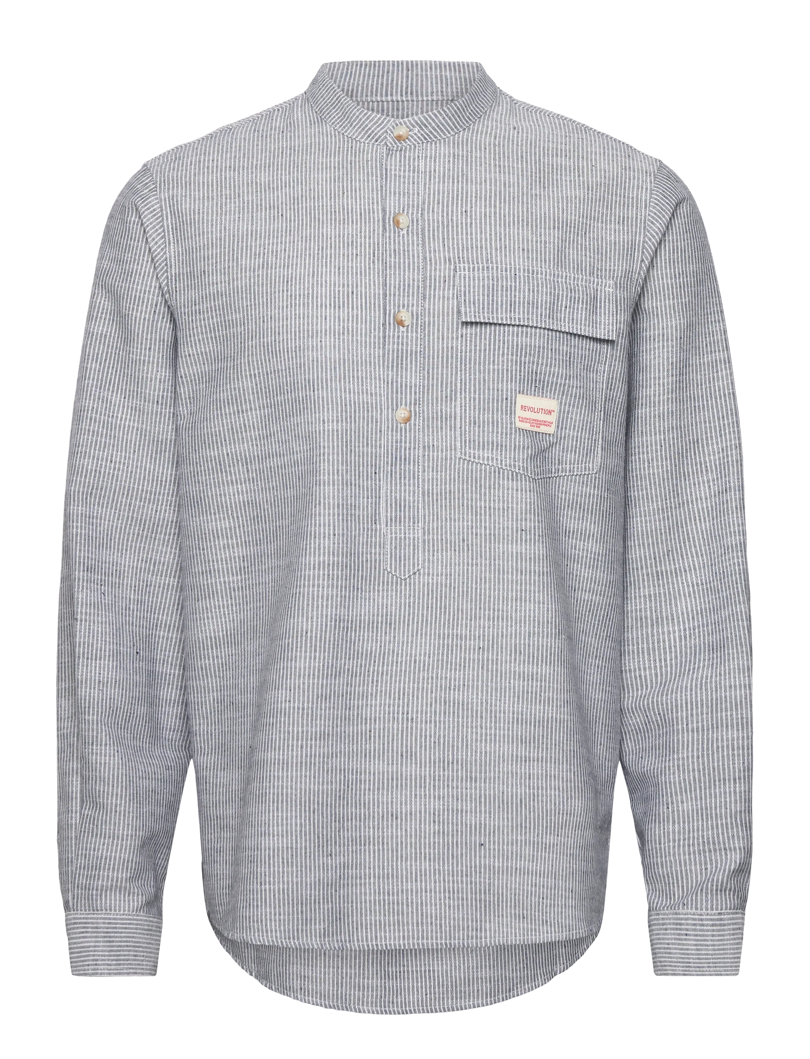 REVOLUTION Grandad Shirt Grau - M - Herren