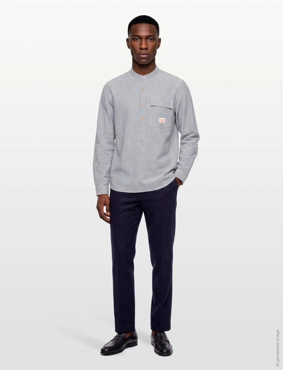 Revolution - Grandad Shirt - freizeithemden - blue - 0