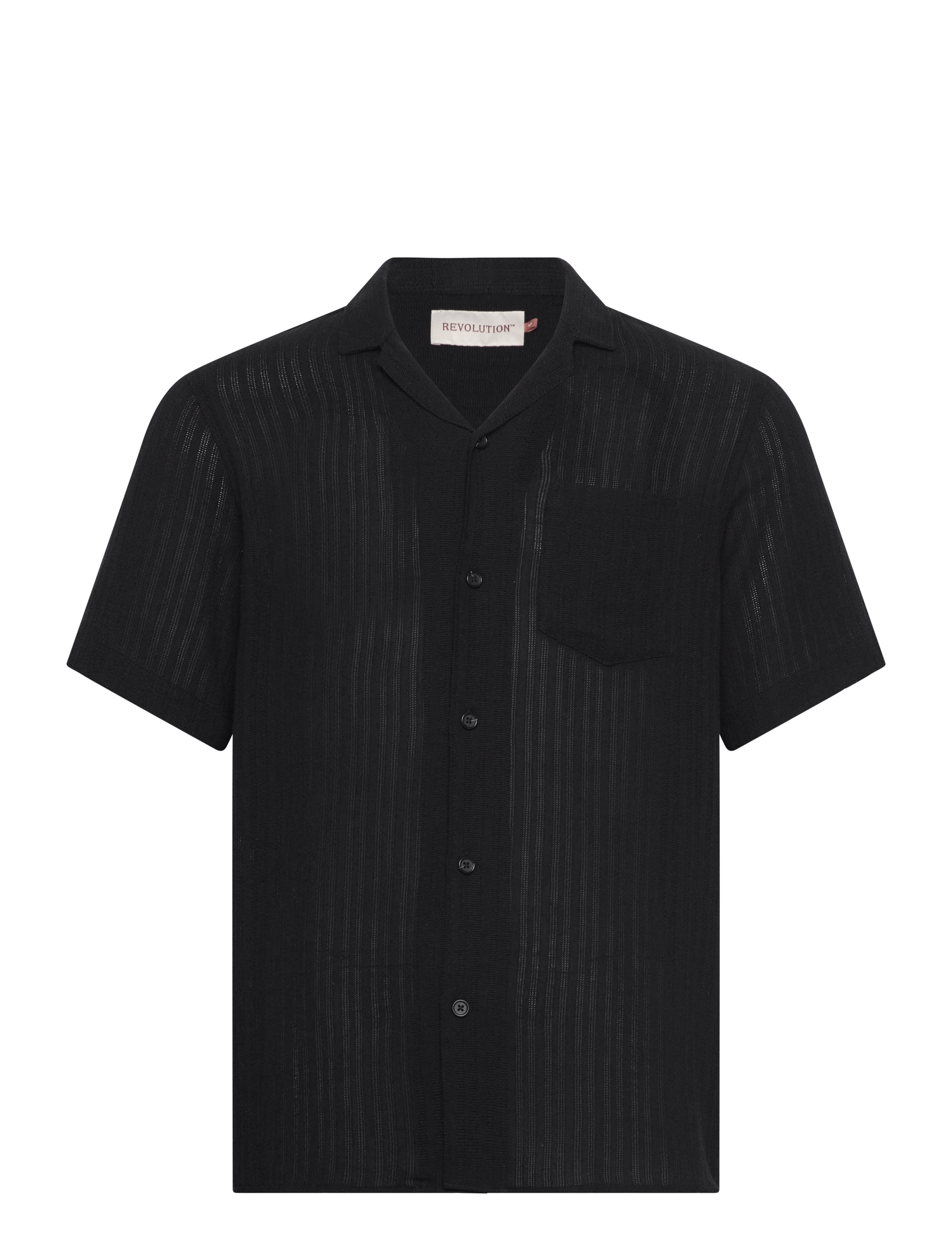 REVOLUTION Kurzärmelig Cuban Shirt Schwarz - M - Herren