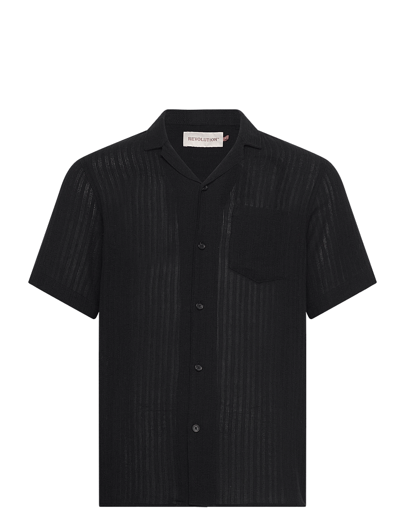 Revolution - Short-sleeved Cuban Shirt - kurzarmhemden - black - 0