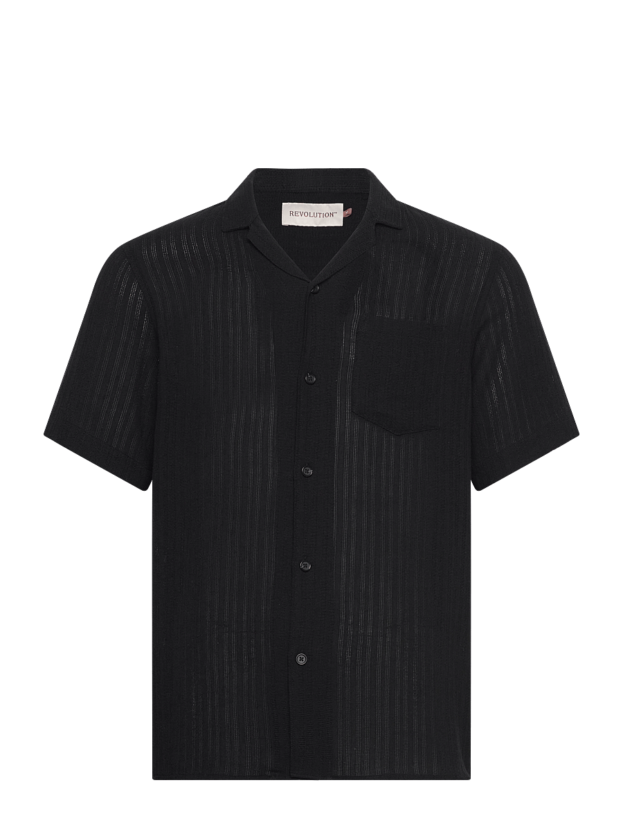 Revolution - Short-sleeved Cuban Shirt - kortärmade skjortor - black - 0