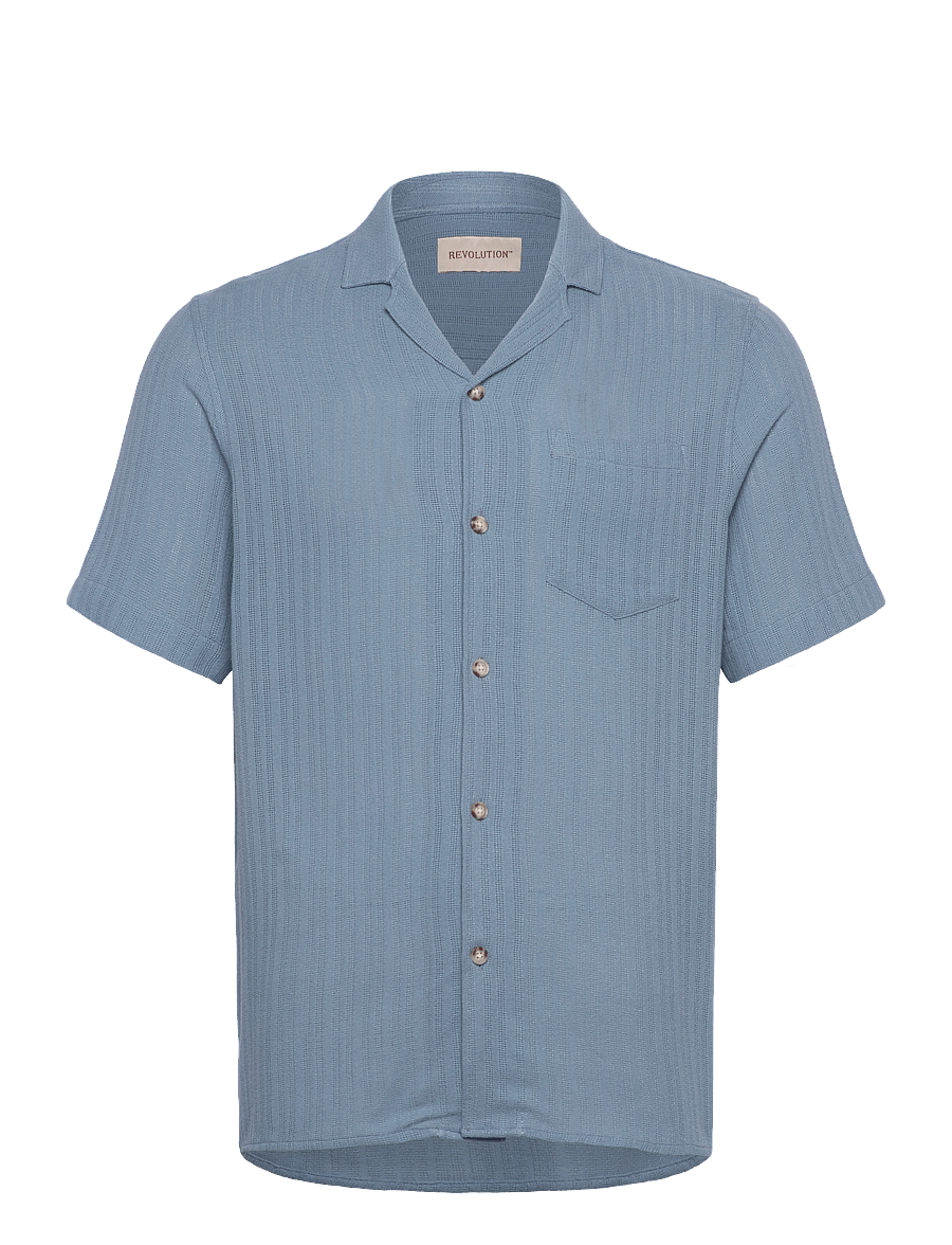 Revolution - Short-sleeved Cuban Shirt - kortærmede skjorter - blue - 0