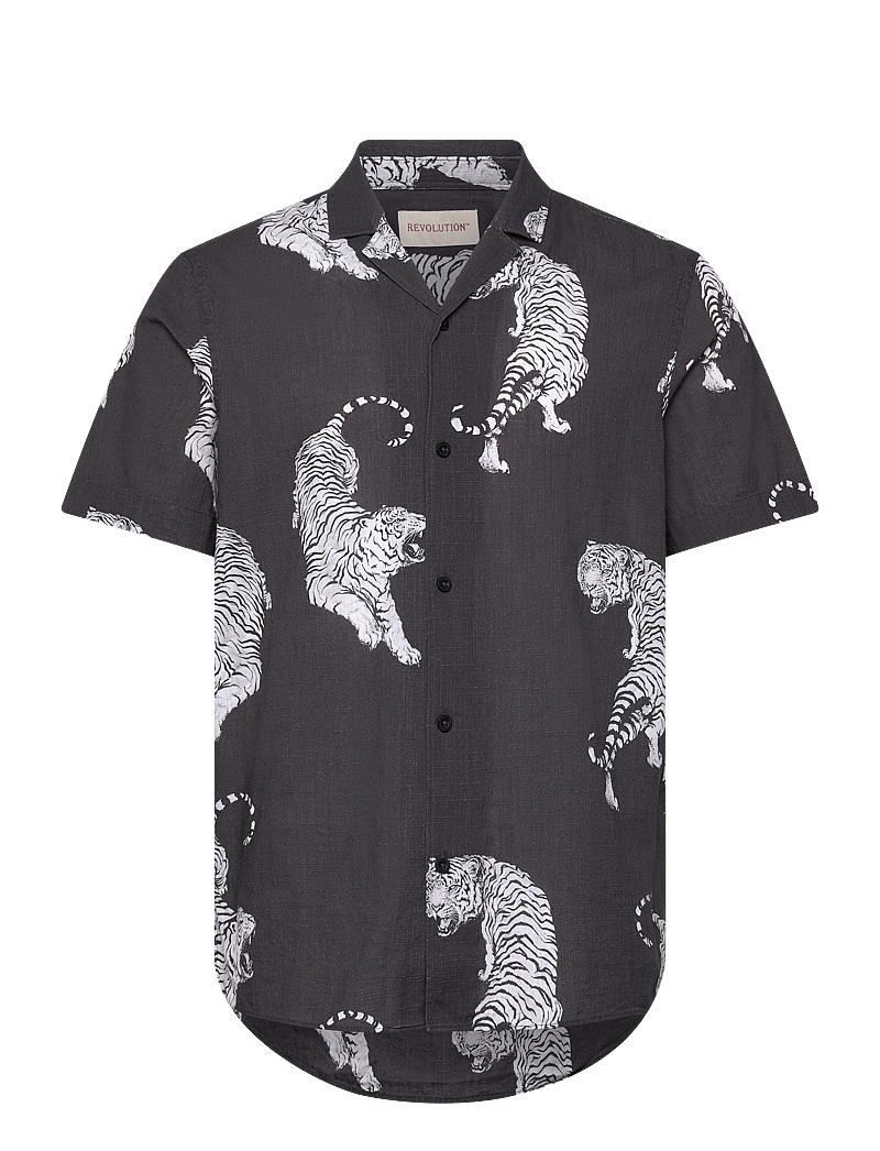 Revolution - Short-sleeved Cuban Shirt - lühikeste varrukatega särgid - black - 0