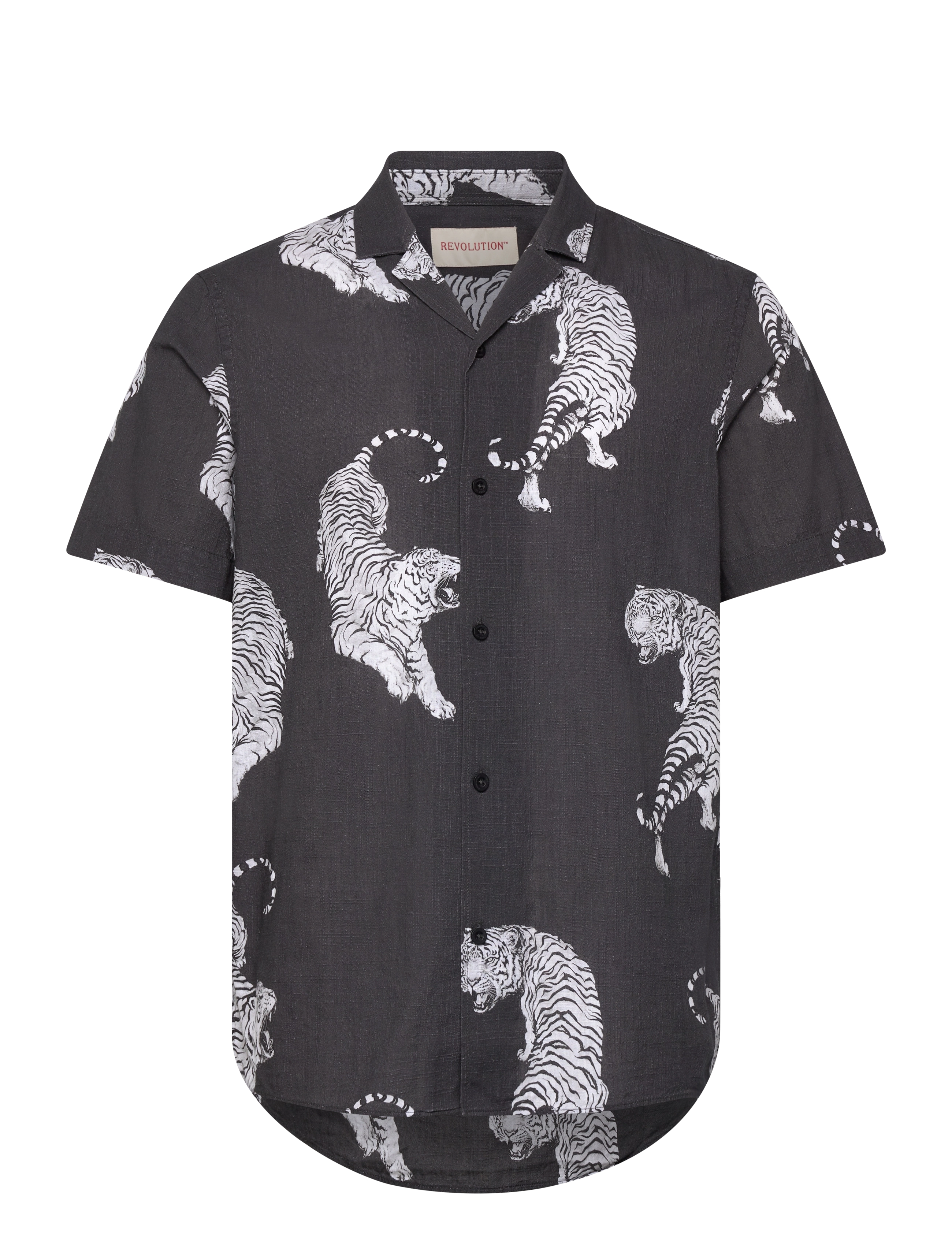 Revolution Short-sleeved Cuban Shirt - Skjorter - BLACK / black