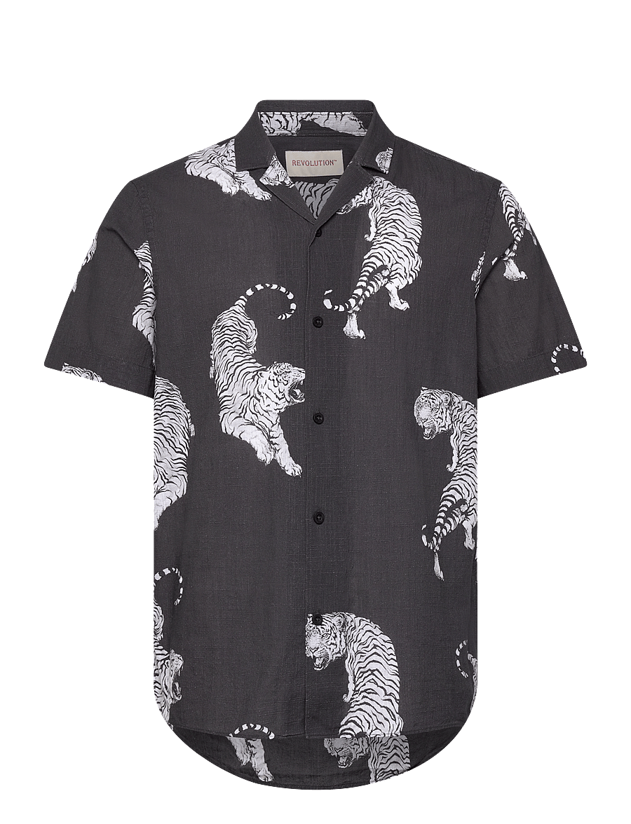 Revolution - Short-sleeved Cuban Shirt - short-sleeved shirts - black - 0