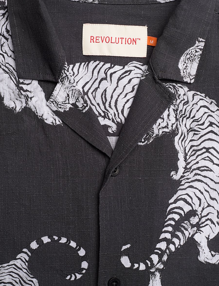 Revolution - Short-sleeved Cuban Shirt - short-sleeved shirts - black - 2