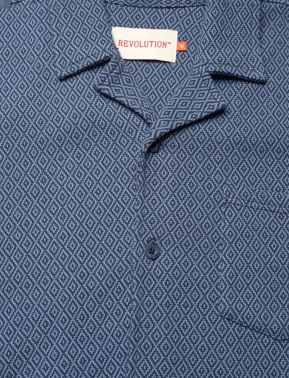 Revolution - Jaquard Short-sleeved Cuban Shirt - kortärmade skjortor - blue - 2