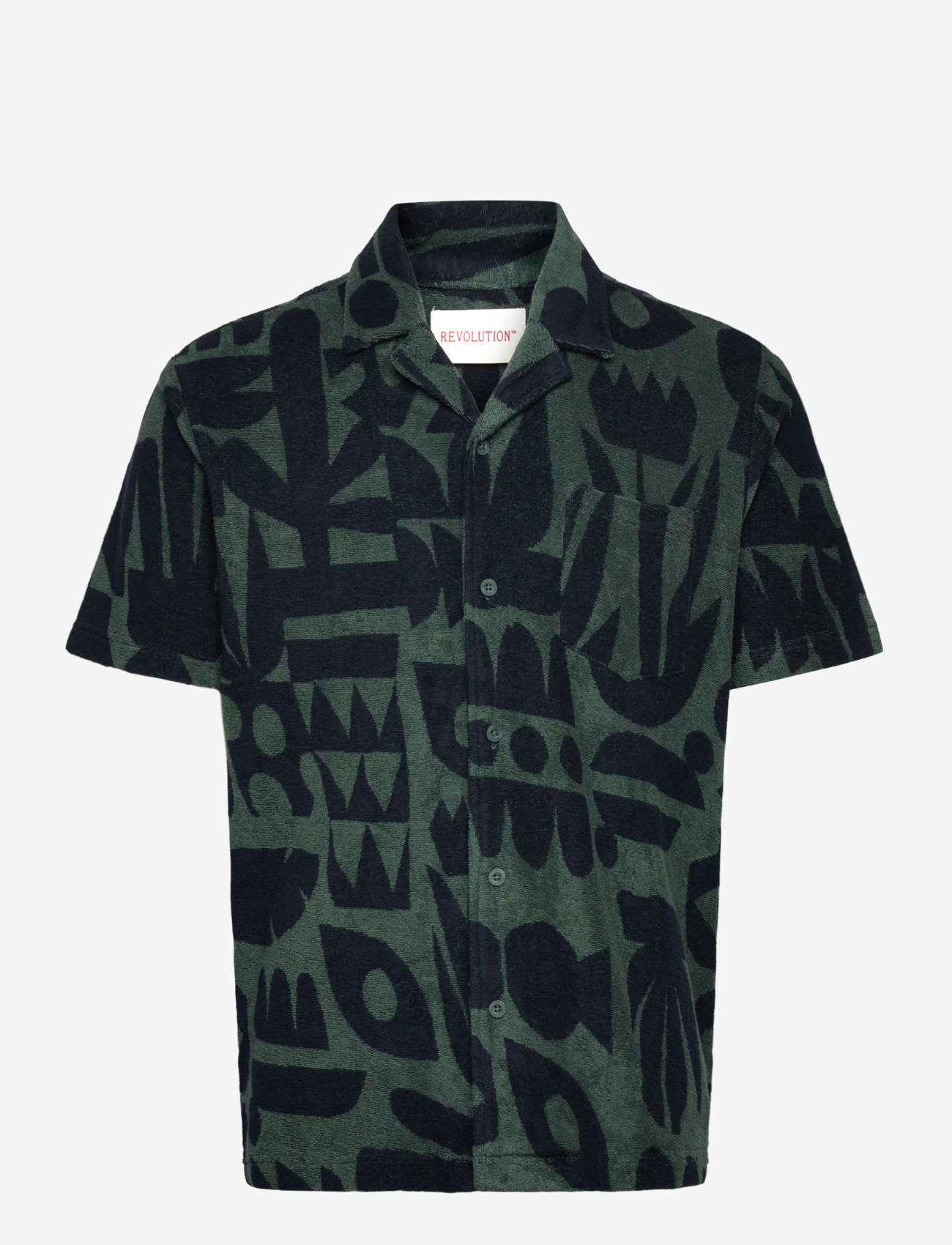 Revolution - Terry Short-sleeved Cuban Shirt - krótki rękaw - dustgreen - 0