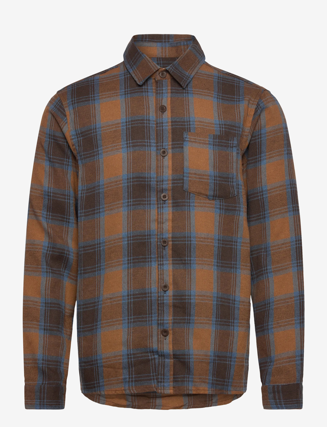 Revolution - Loose Shirt - rutiga skjortor - brown - 0
