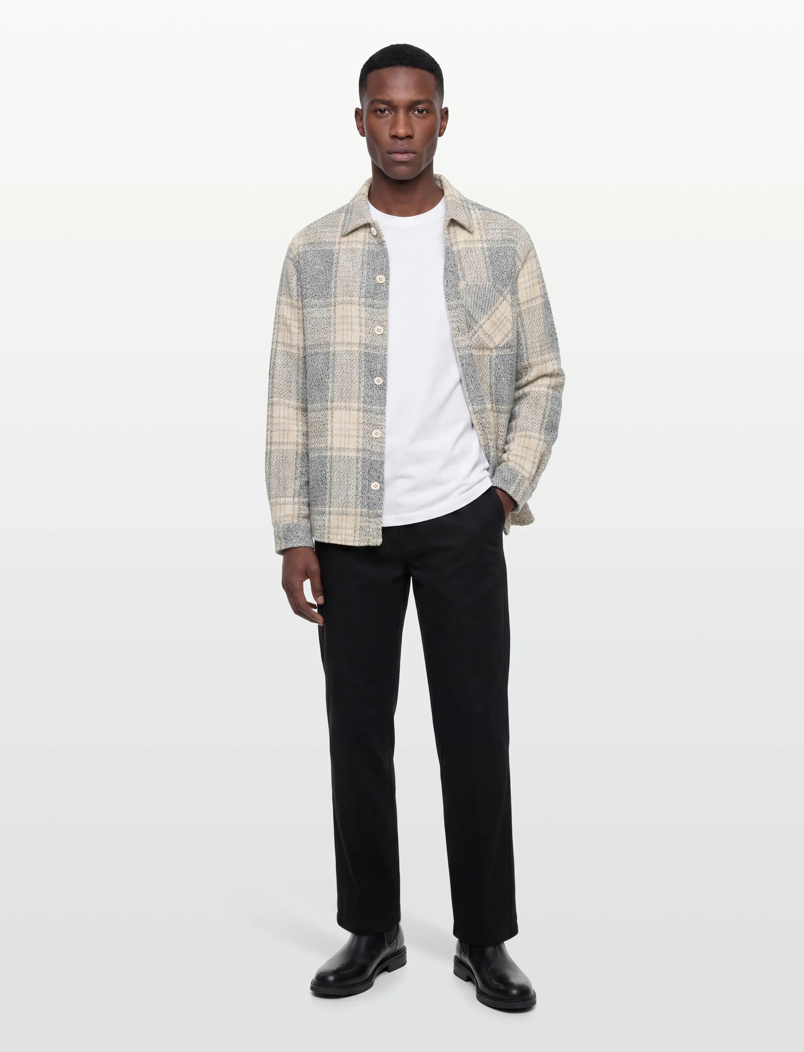 Revolution Casual Shirt, Mænd, Plaid Skjortejakke, Cream, Str: XL