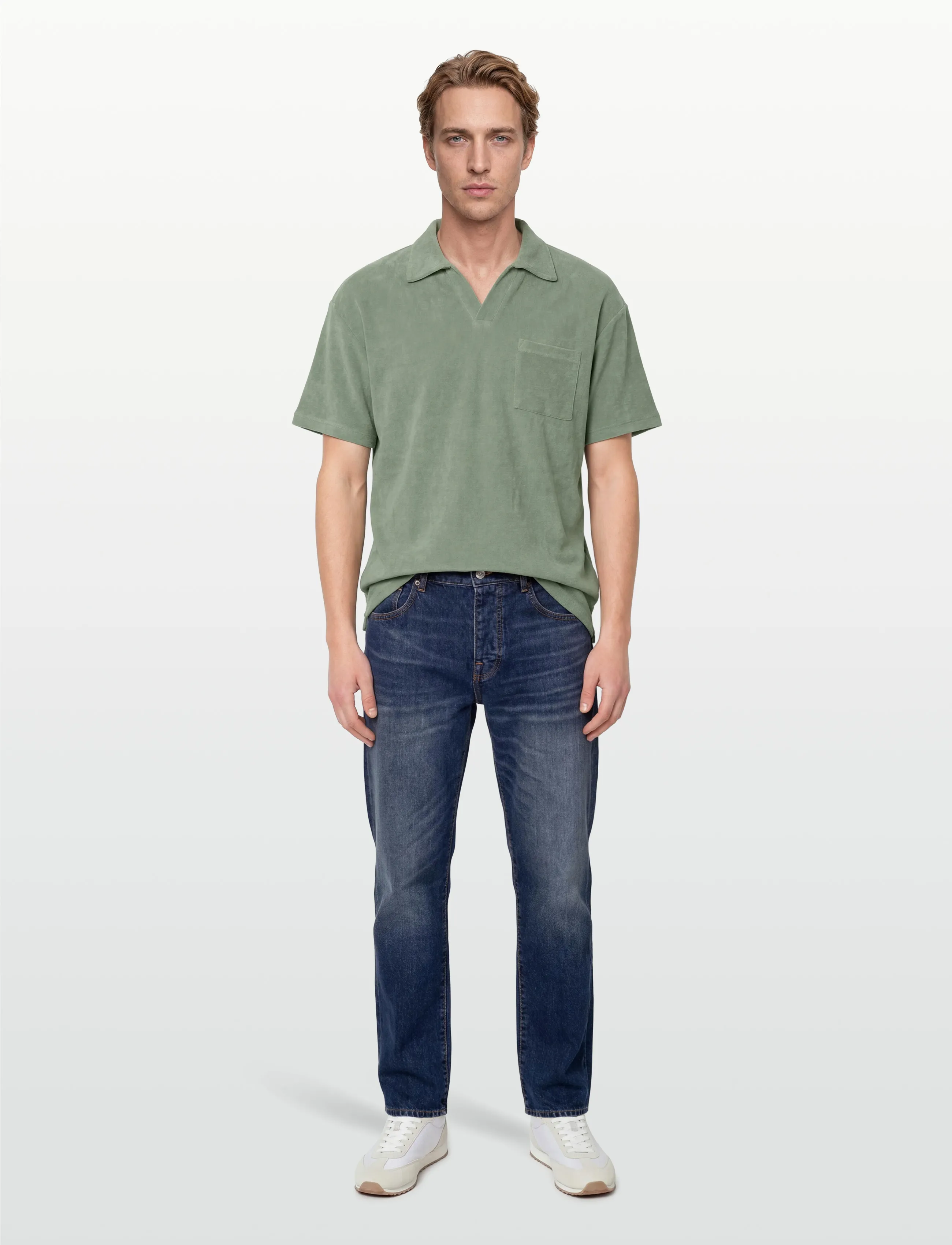 Revolution Terry Polo Shirt, Mænd, Terry Poloshirt, Grøn, Str: M