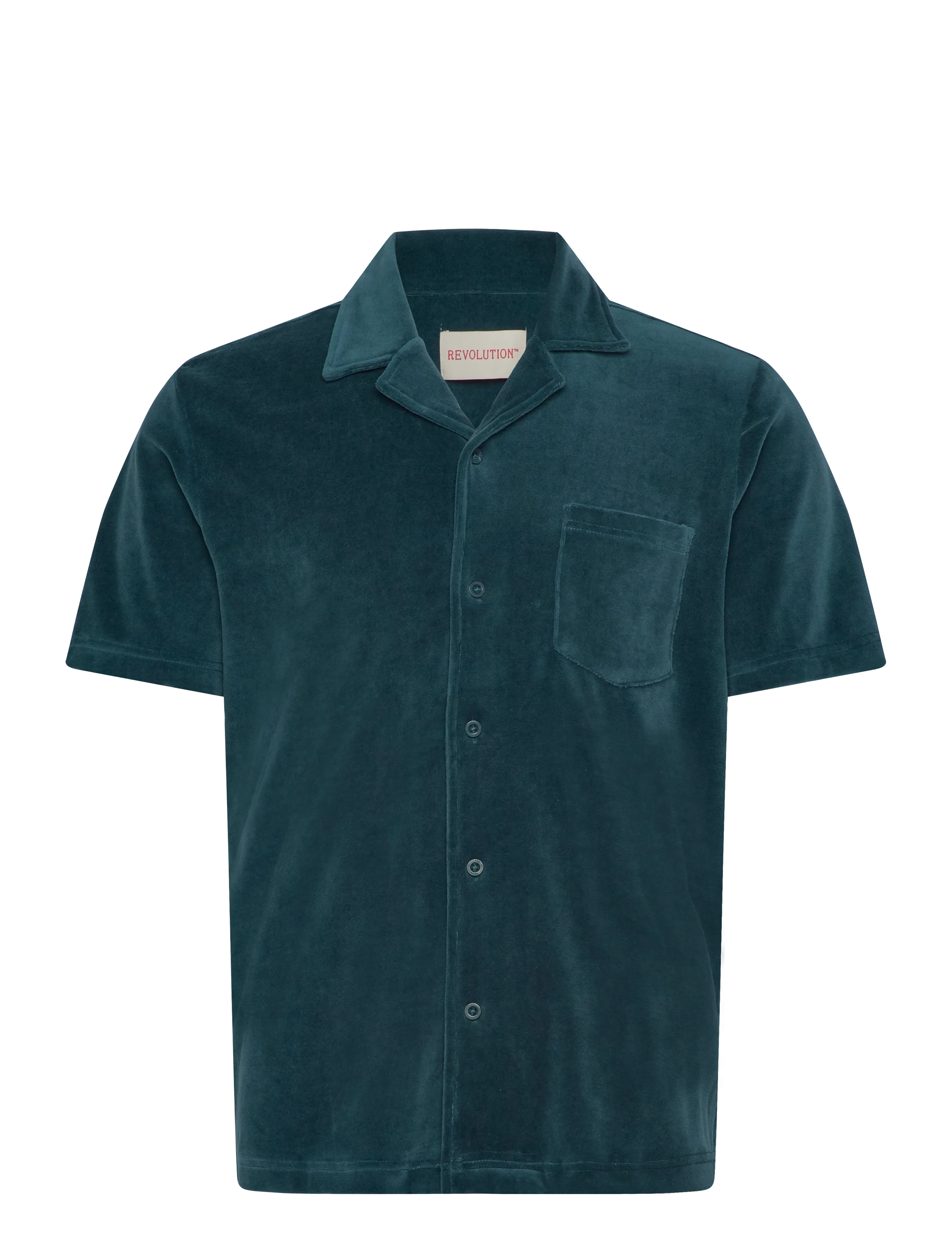 Revolution Velour Short-sleeved Cuban Shirt - Uutuudet - DARKPETROL / green