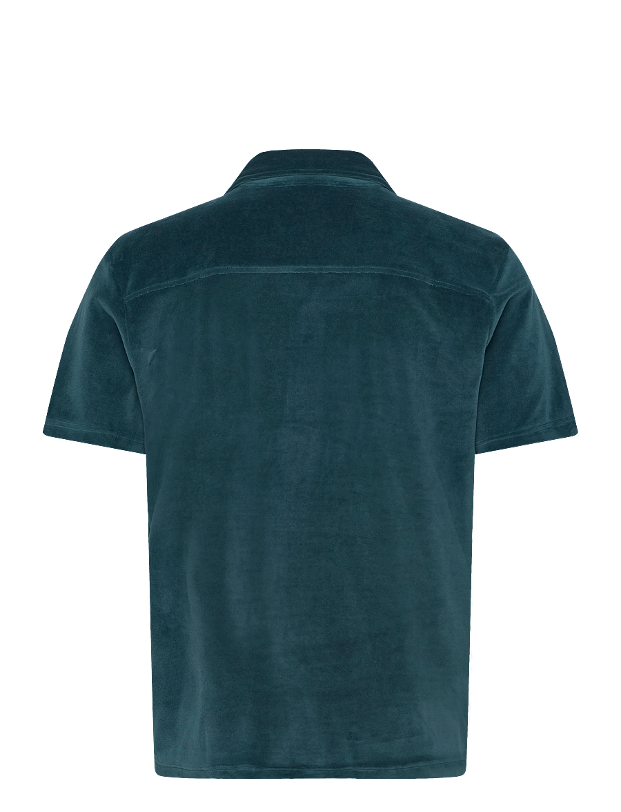 Revolution - Velour Short-sleeved Cuban Shirt - kortærmede skjorter - darkpetrol - 2