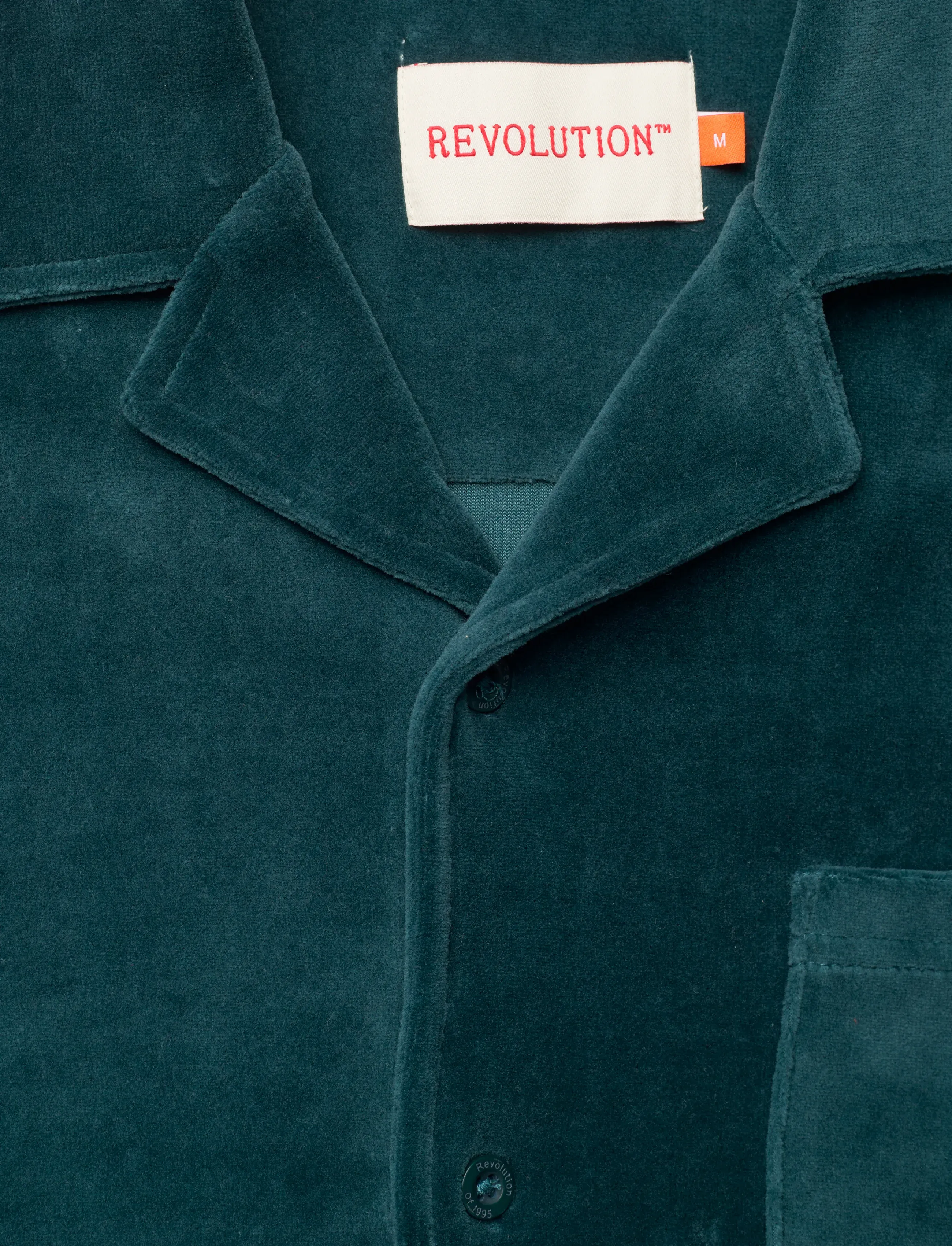 Revolution - Velour Short-sleeved Cuban Shirt - kortærmede skjorter - darkpetrol - 5