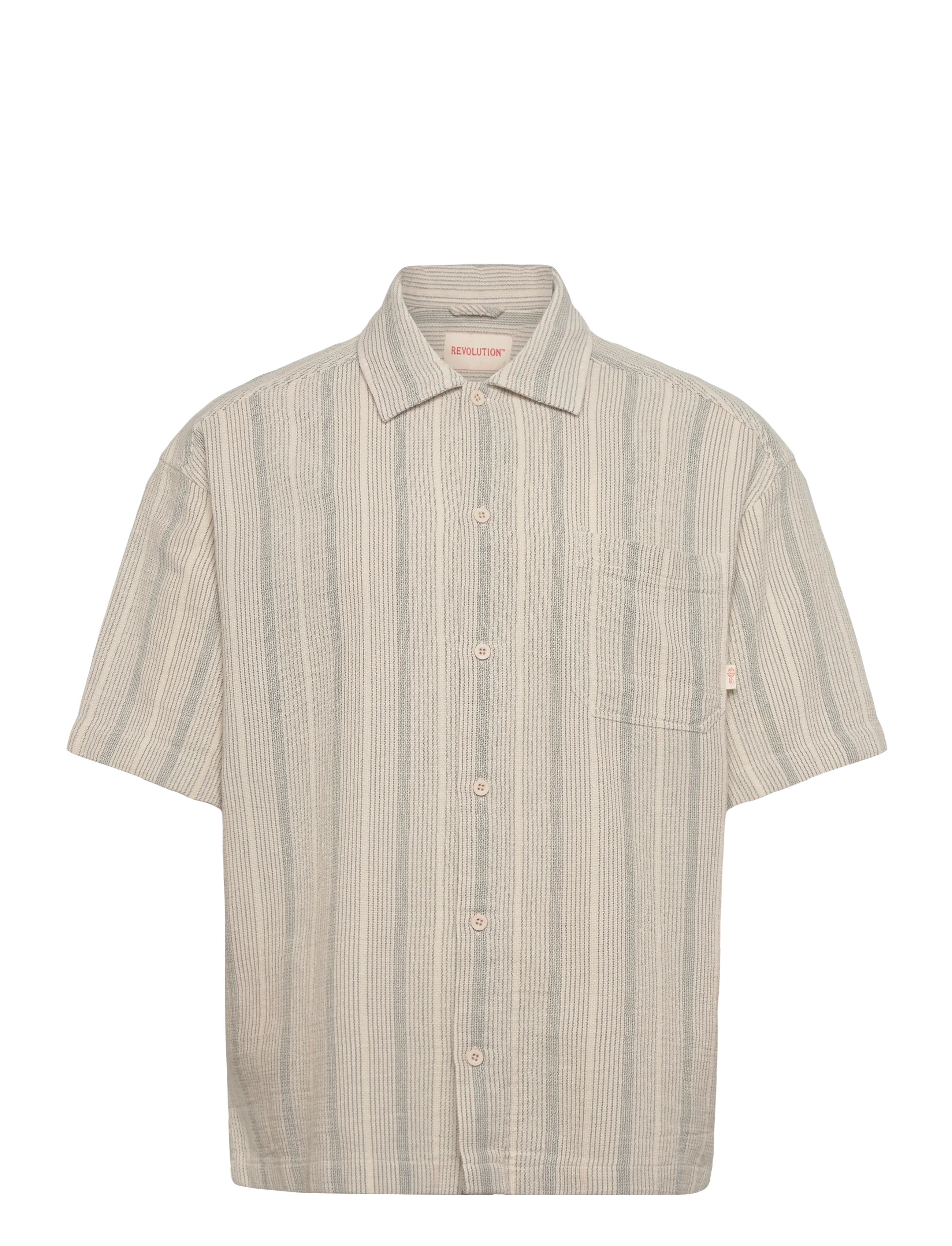 Revolution Oversize Short-Sleeved Shirt, L, Shirts, Creme - Short-sleeved Männerswear