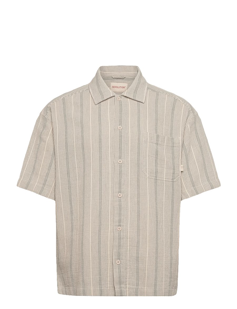 Revolution - Oversize Short-sleeved Shirt - kortärmade skjortor - offwhite - 0