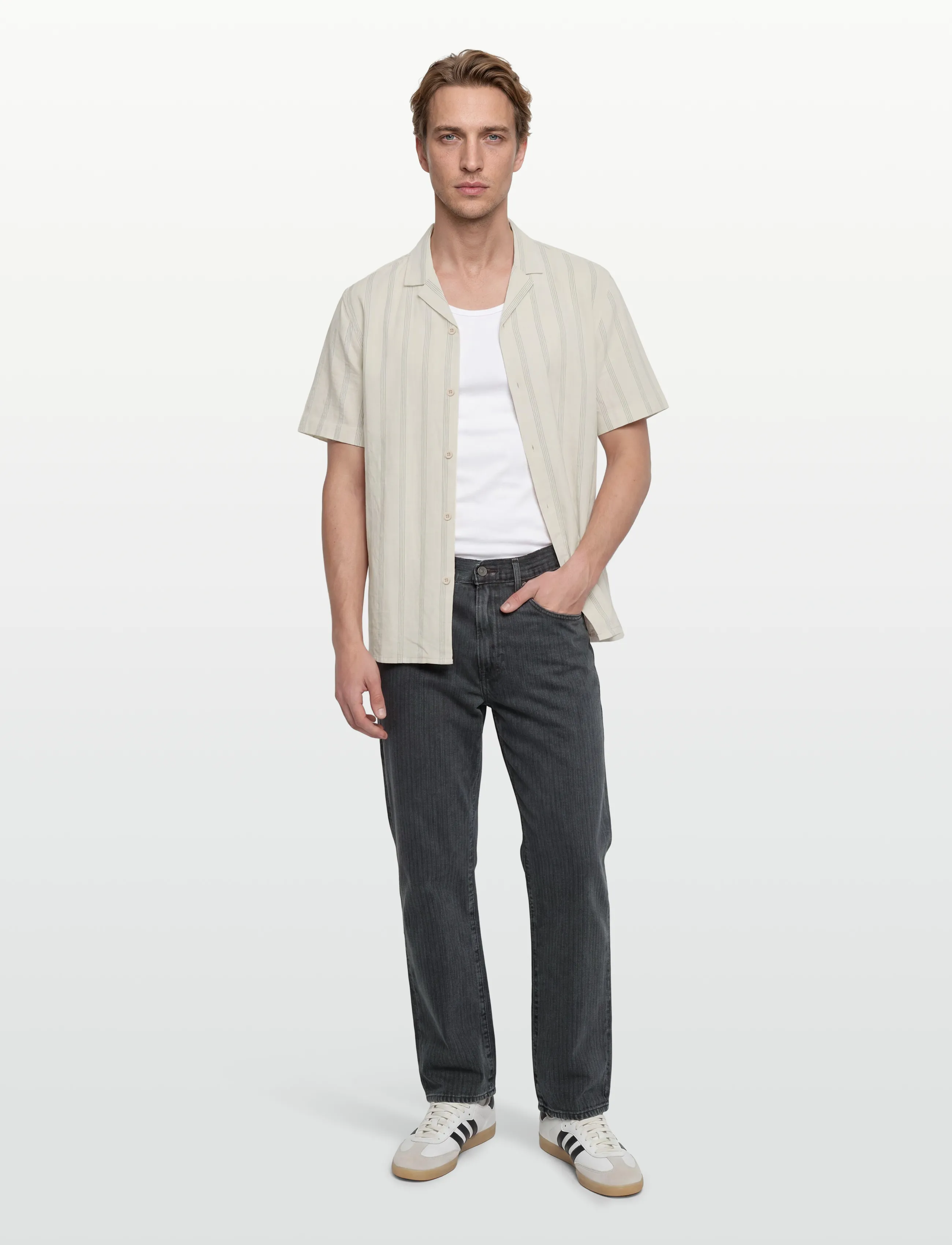 Revolution Short-Sleeved Cuban Shirt, S, Shirts, Creme - Short-sleeved Männerswear