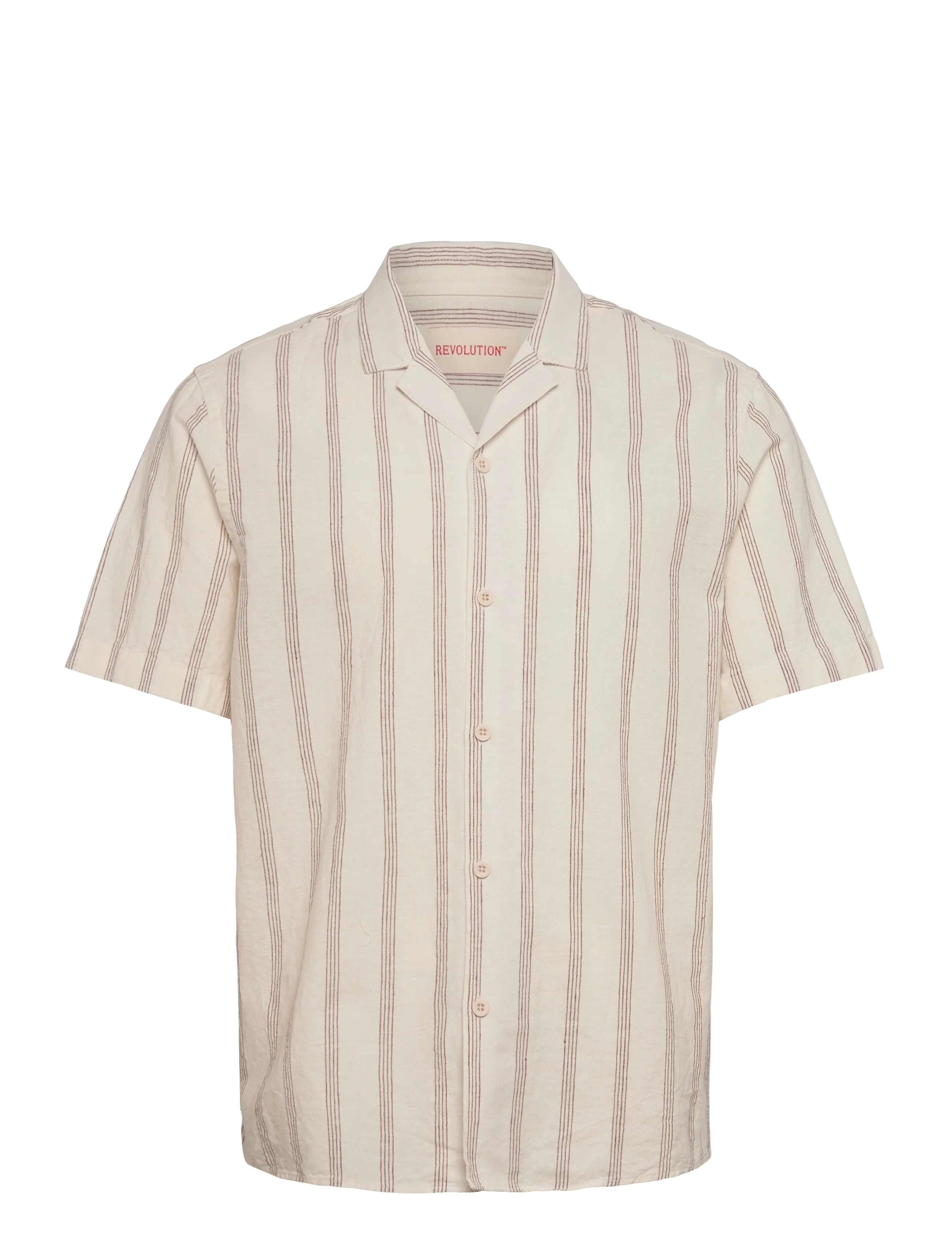 Revolution Short-sleeved Cuban Shirt - Kortärmade skjortor - DARKORANGE / cream