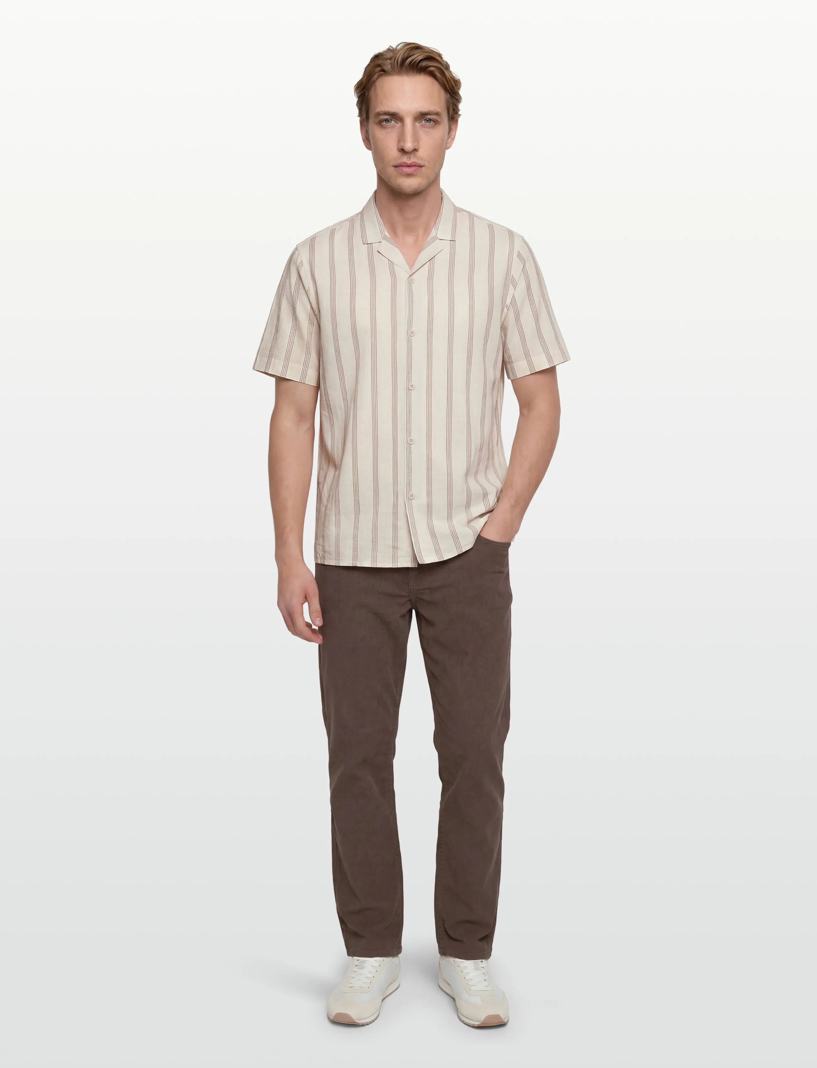 Revolution Short-Sleeved Cuban Shirt, M, Shirts, Creme - Short-sleeved Männerswear