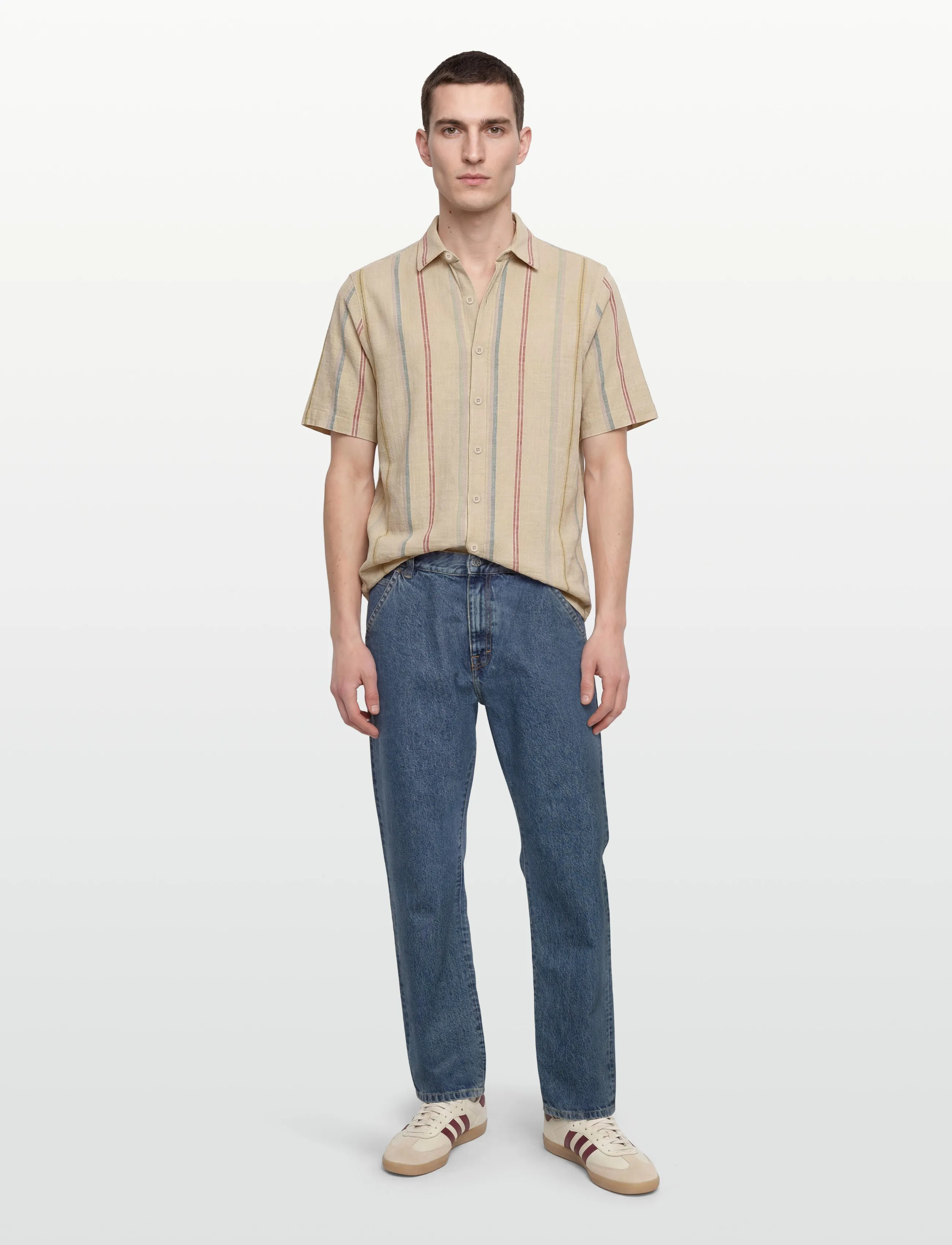 Revolution Short-Sleeved Cuban Shirt, L, Shirts, Beige - Short-sleeved Männerswear