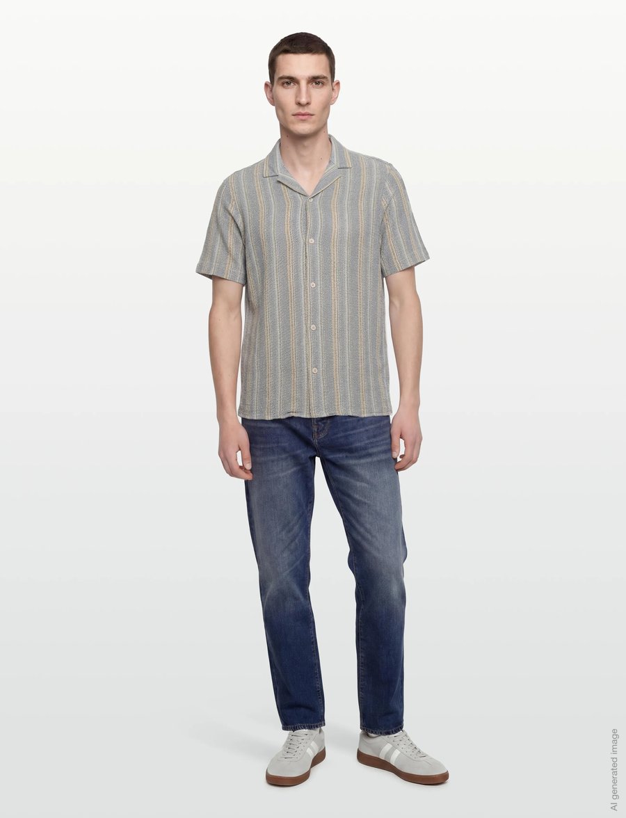 Revolution - Short-sleeved Cuban Shirt - kurzarmhemden - blue - 0