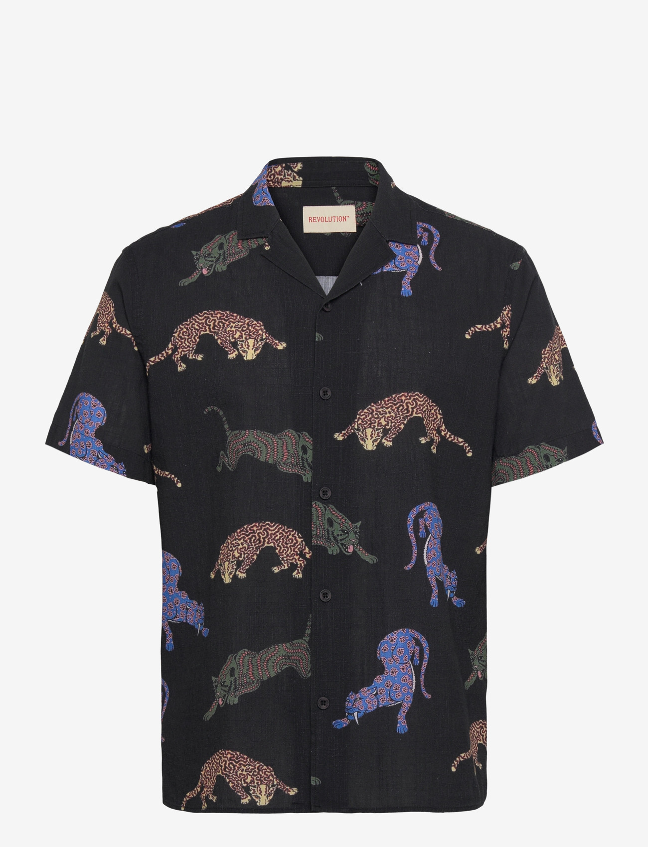 Revolution - Short-sleeved Cuban Shirt - kurzarmhemden - black - 1