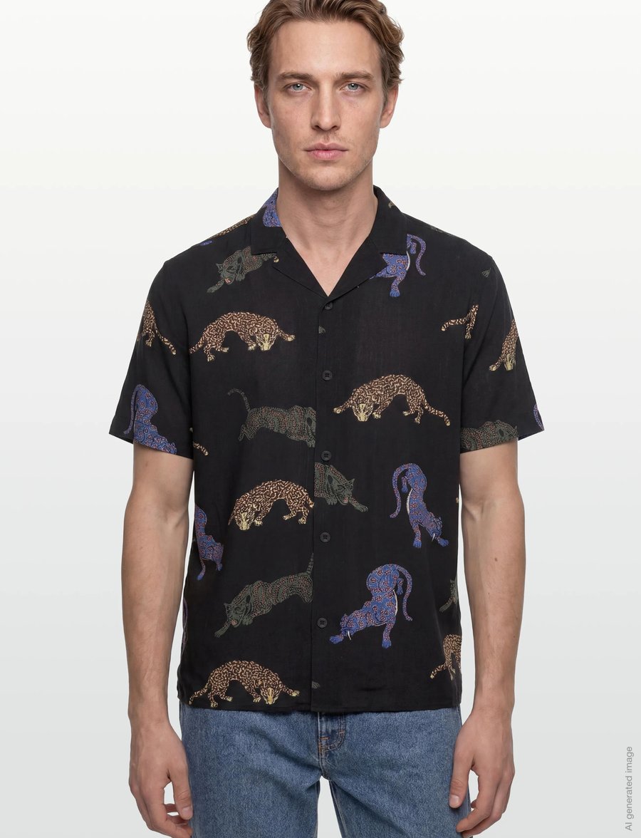 Revolution - Short-sleeved Cuban Shirt - lühikeste varrukatega särgid - black - 3
