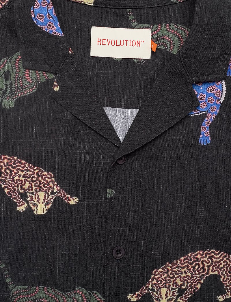 Revolution - Short-sleeved Cuban Shirt - kurzarmhemden - black - 5