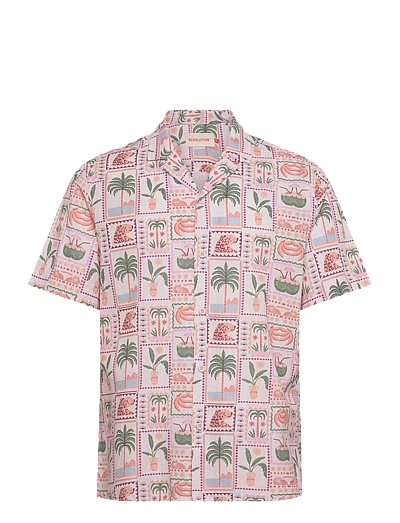 Revolution Short-sleeved Cuban Shirt - Shirts - OFFWHITE / pink/rose