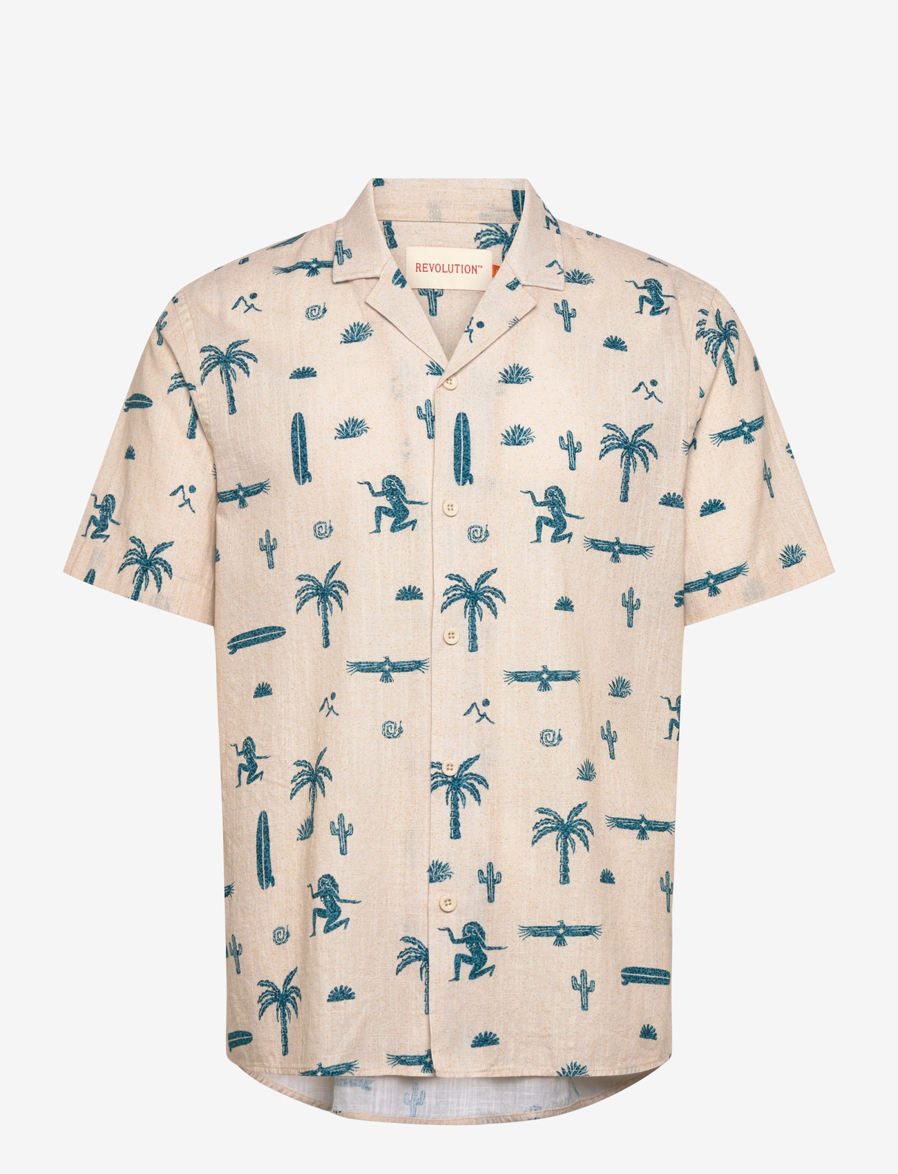 Revolution - Short-sleeved Cuban Shirt - kurzarmhemden - offwhite - 0