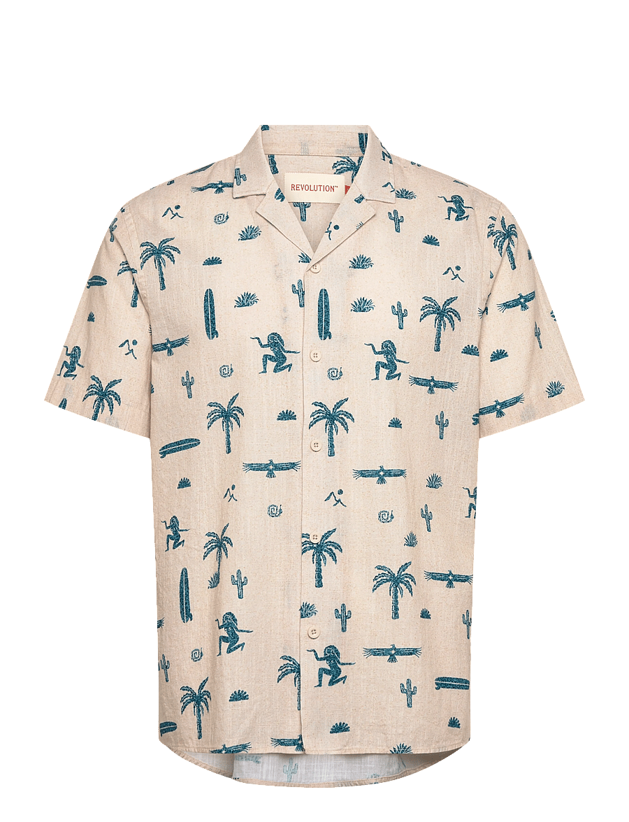 Revolution - Short-sleeved Cuban Shirt - kurzarmhemden - offwhite - 1