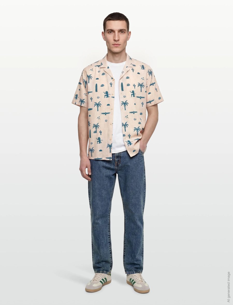 Revolution - Short-sleeved Cuban Shirt - kurzarmhemden - offwhite - 0