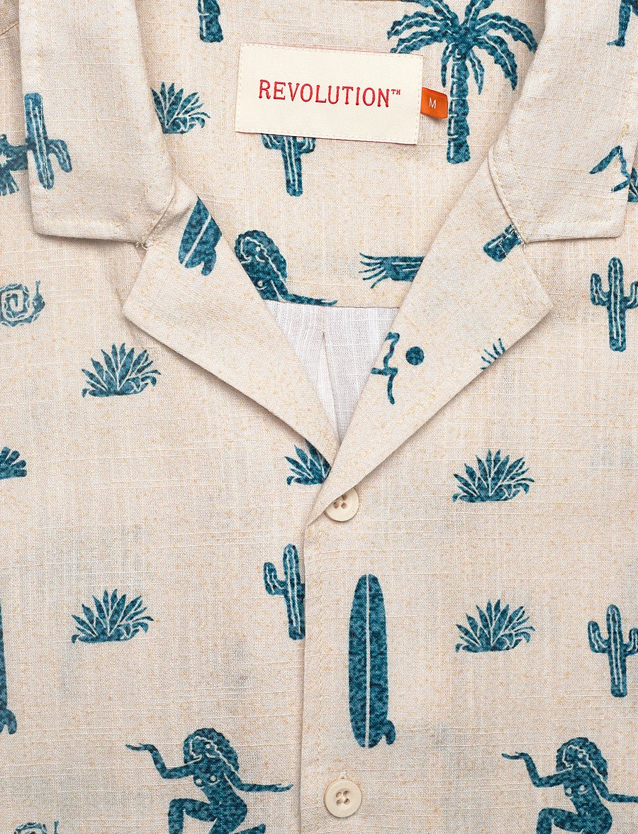 Revolution - Short-sleeved Cuban Shirt - kurzarmhemden - offwhite - 5