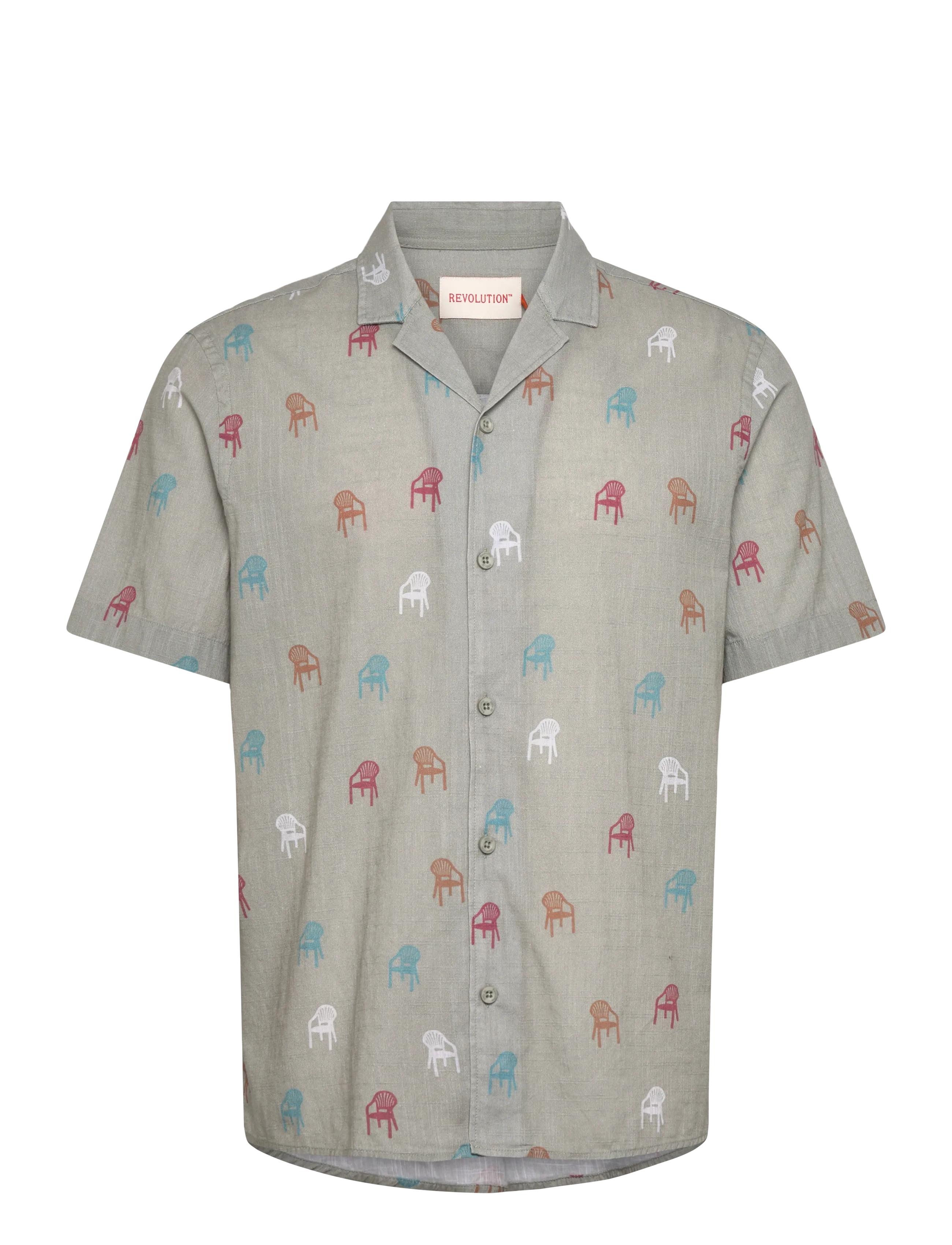 Revolution Short-sleeved Cuban Shirt - Kurzarmhemden - LIGHTGREEN / khaki/green