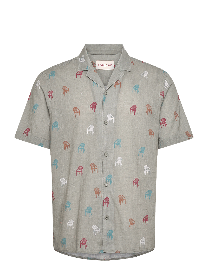 Revolution - Short-sleeved Cuban Shirt - kurzarmhemden - lightgreen - 0