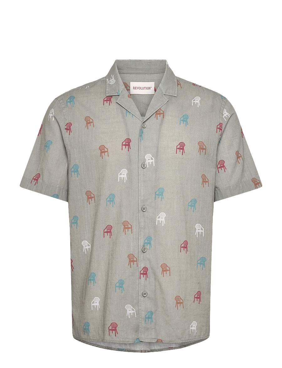 Revolution - Short-sleeved Cuban Shirt - kurzarmhemden - lightgreen - 1