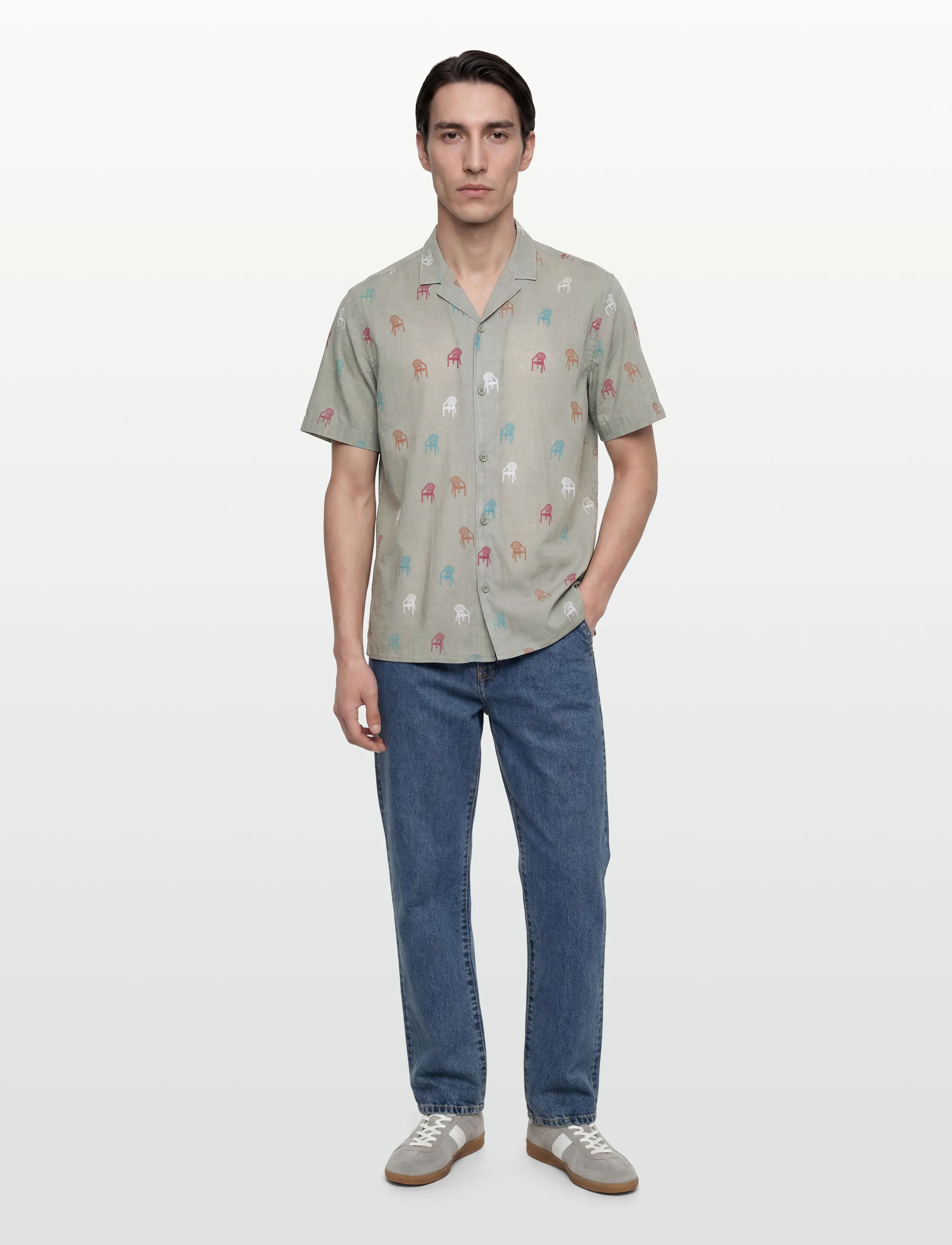 Revolution Short-Sleeved Cuban Shirt, XL, Shirts, Khakigrün - Short-sleeved Männerswear