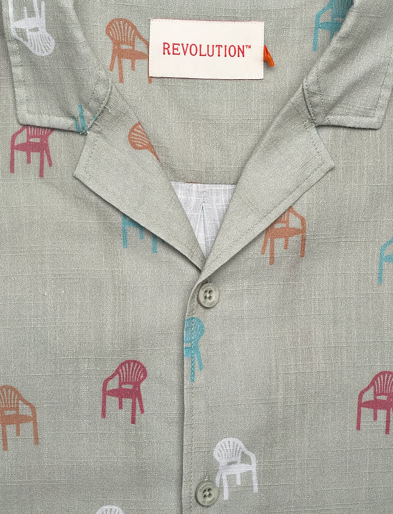 Revolution - Short-sleeved Cuban Shirt - kurzarmhemden - lightgreen - 2