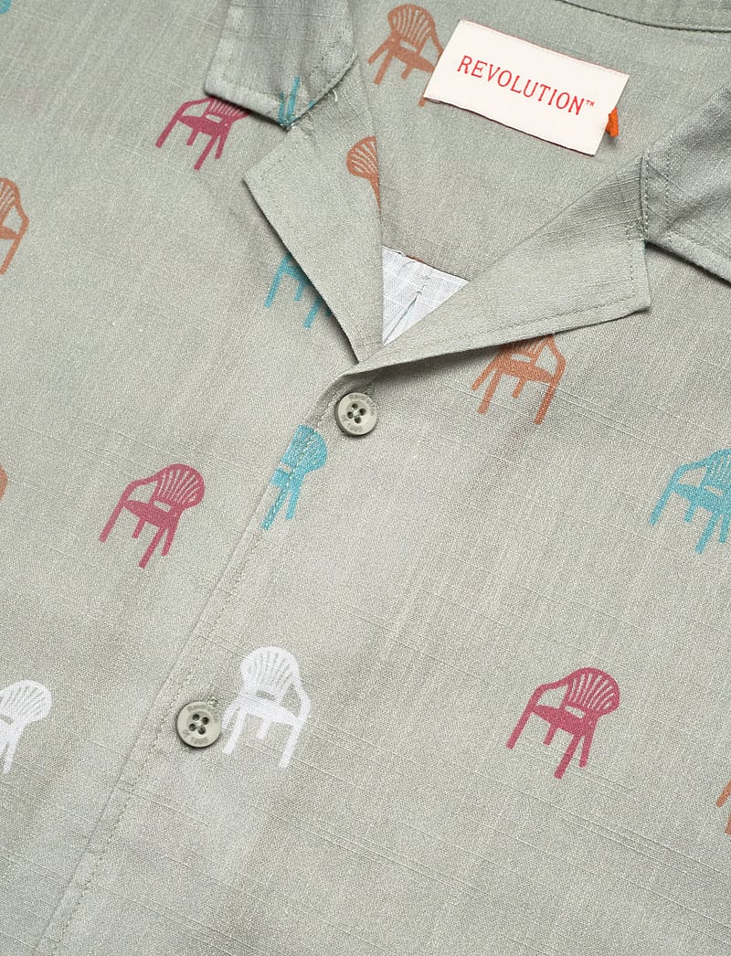 Revolution - Short-sleeved Cuban Shirt - kurzarmhemden - lightgreen - 3