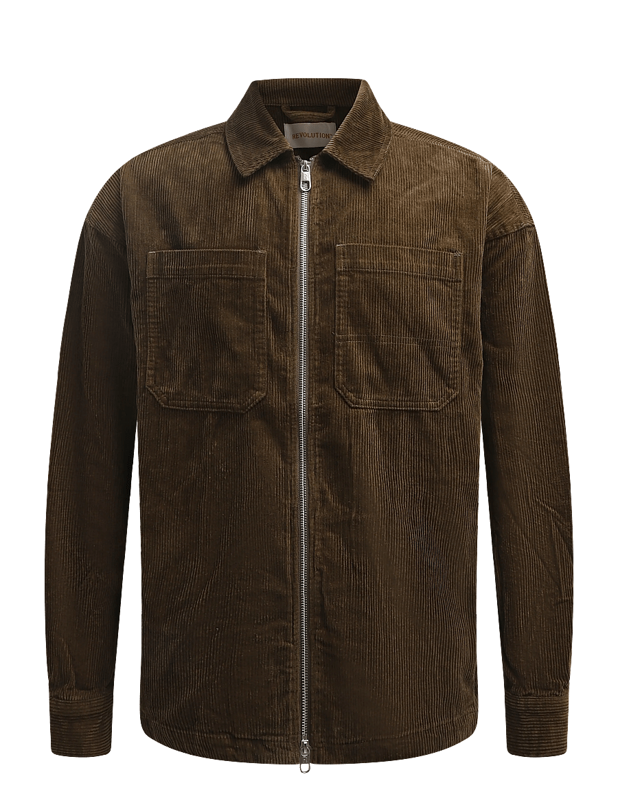 Revolution - Zipped Worker Shirt - höstjackor - brown - 0